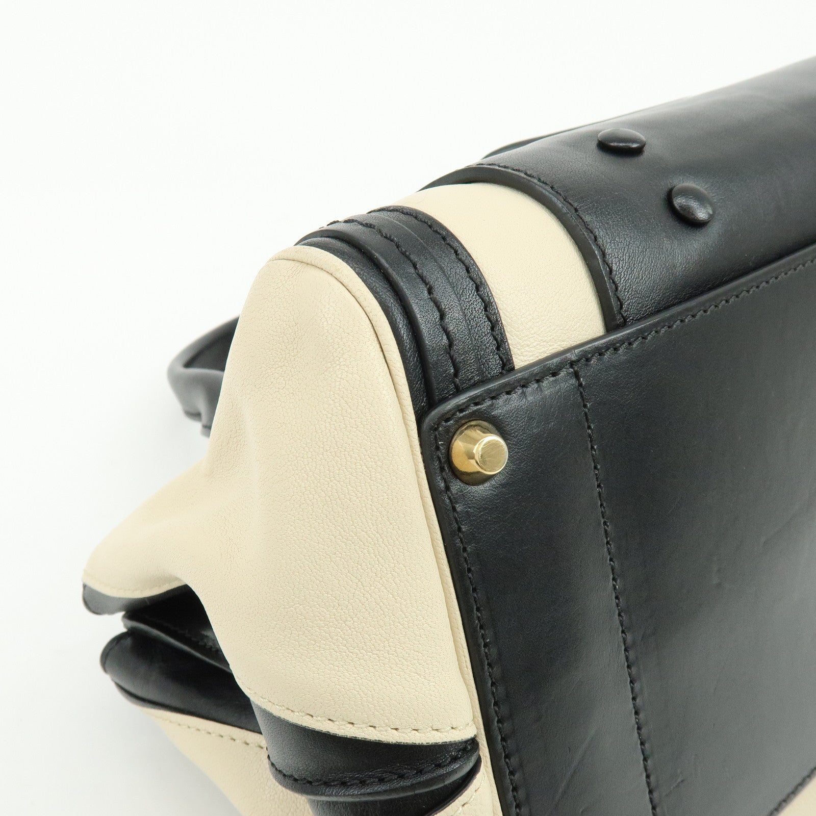 Chloe Alice Leather 2Way Bag Hand Bag Shoulder Bag Ivory Black