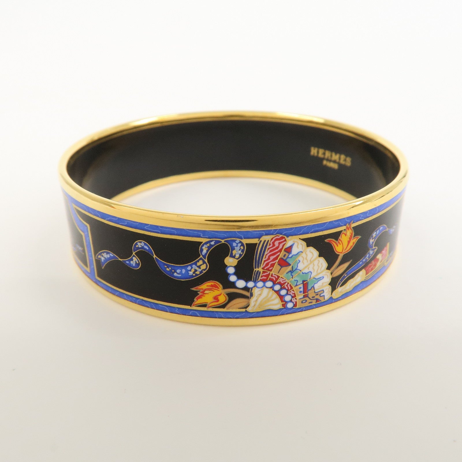HERMES Email GM Bangle Bracelet Black Blue