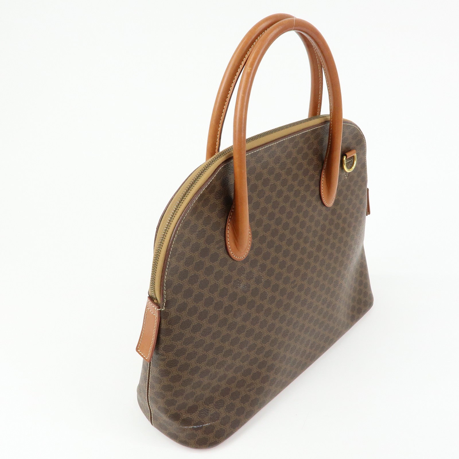 CELINE Macadam PVC Leather 2Way Bag Hand Bag Brown