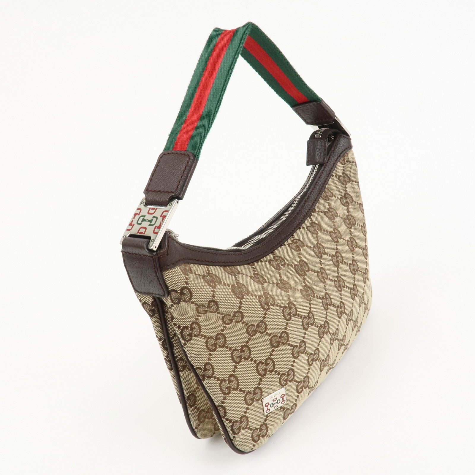 GUCCI Sherry Line GG Canvas Leather Shoulder Bag Beige 145812