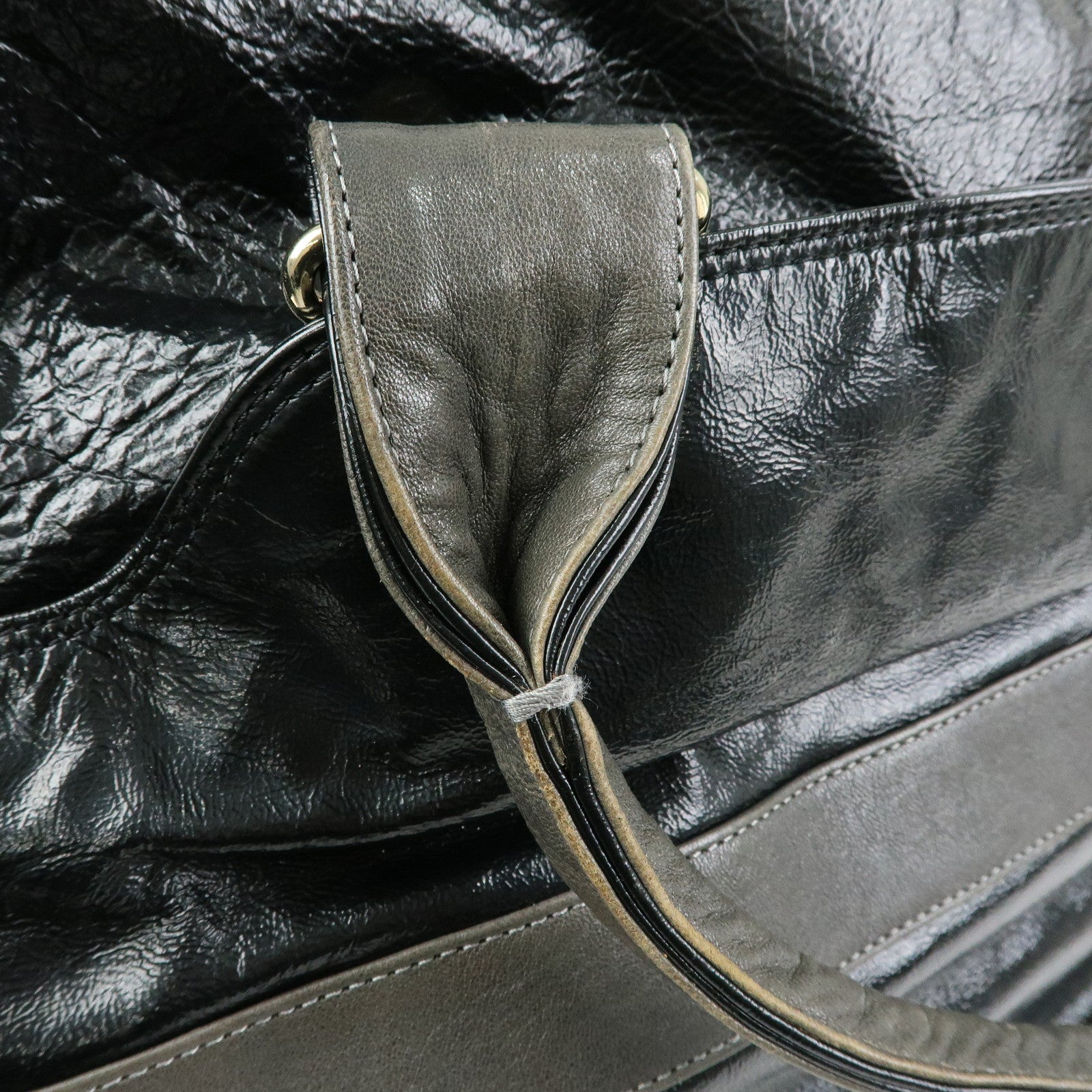 Chloe See by Chloe Leather Boston Bag Hand Bag Metalic Black