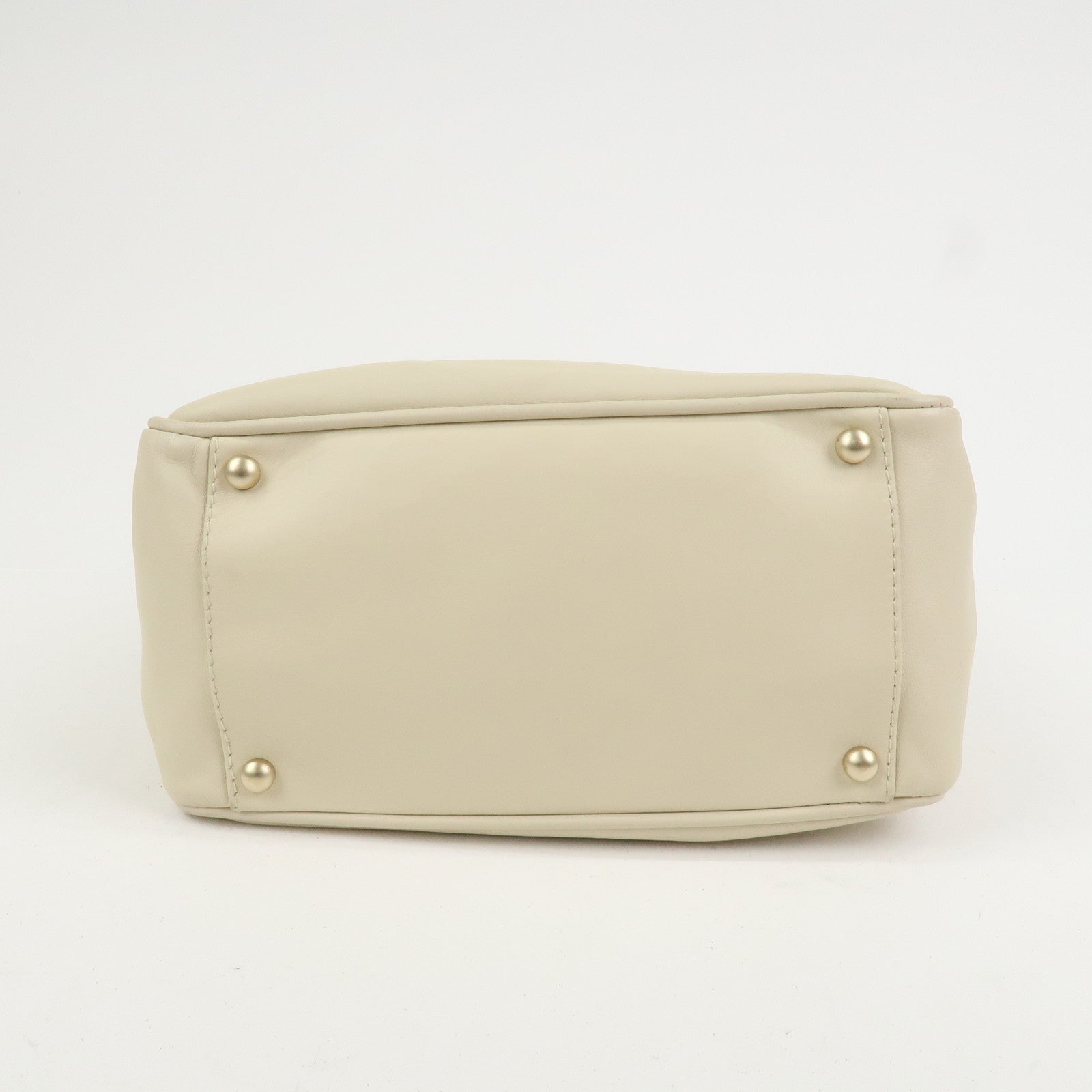 CHANEL Camelia Lambskin Hand Bag Tote Bag Ivory A20856