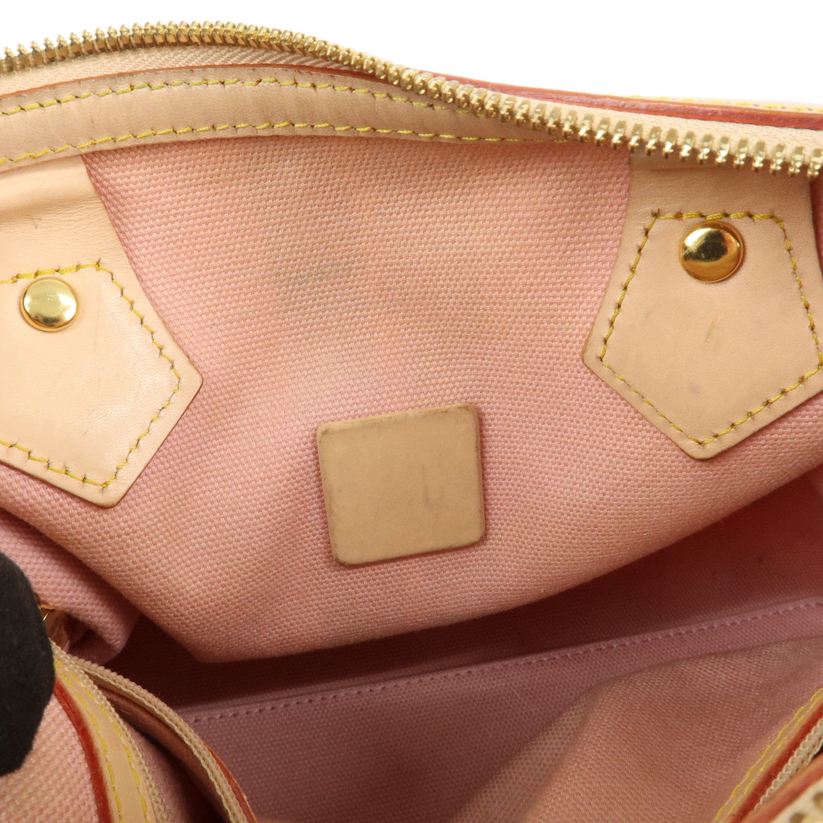 MCM Visetos Leather Boston Bag Hand Bag Beige White Used