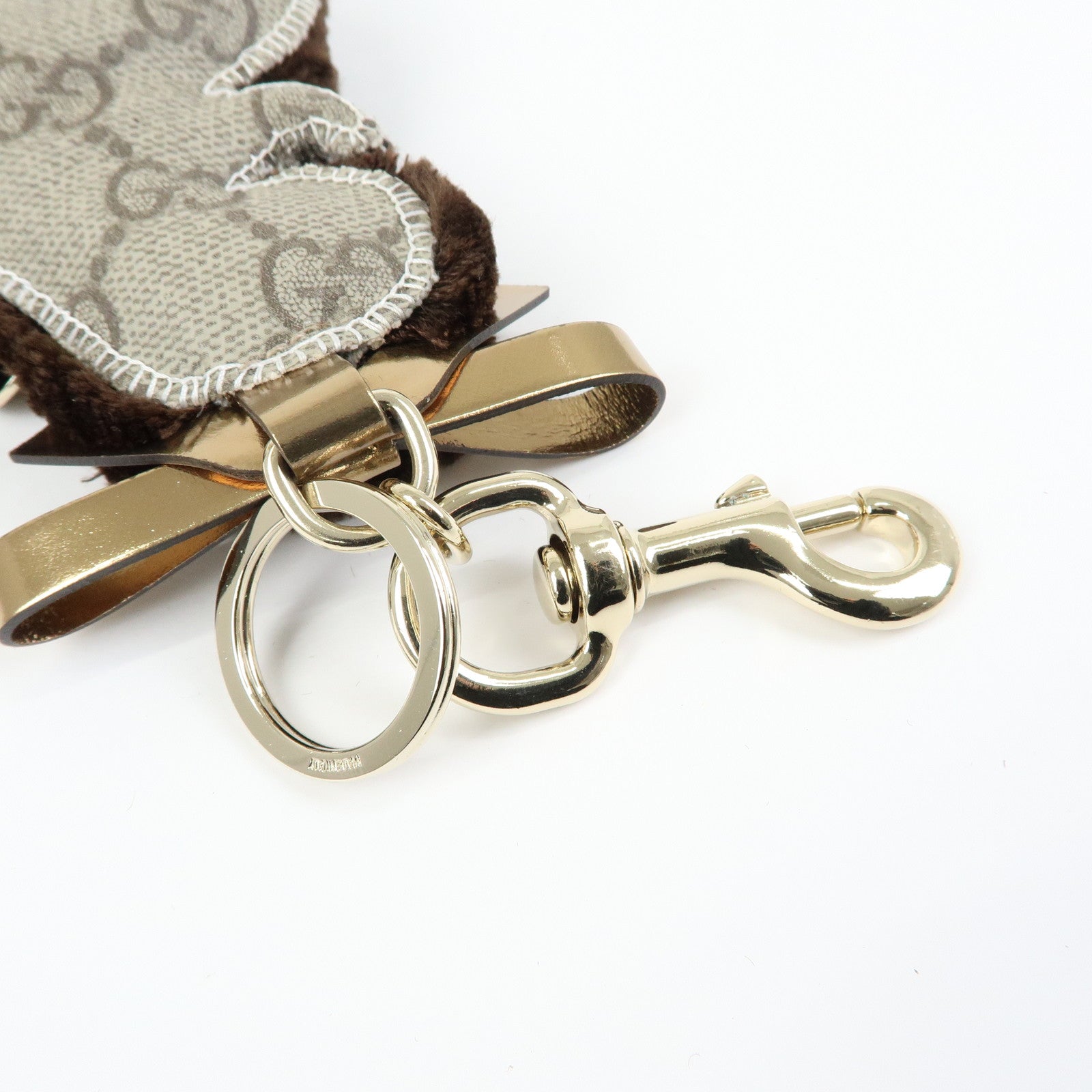 GUCCI Gucciori GG Supreme Leather Lulu Toy Poodle Bag Charm Brown