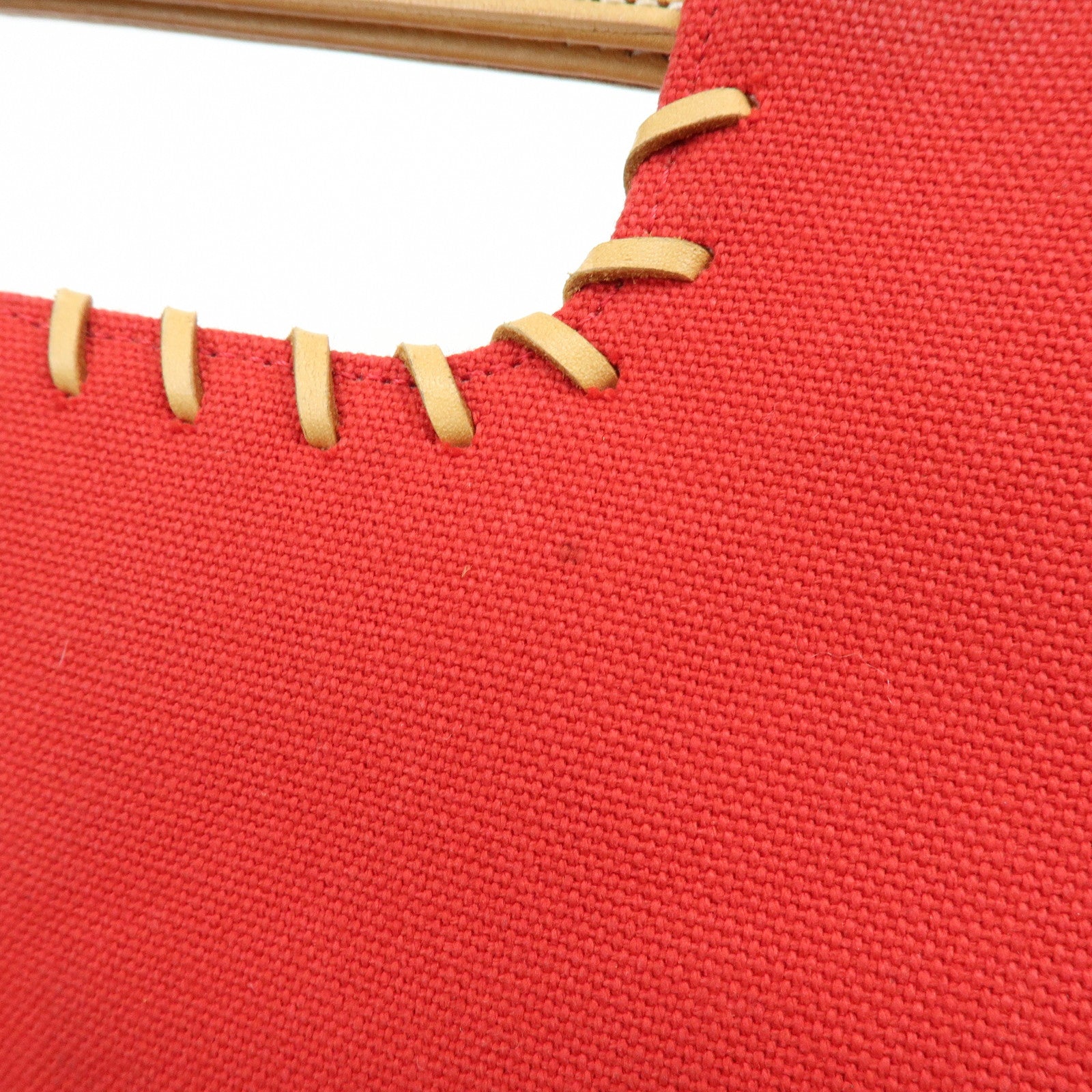 BURBERRY Blue Label Cotton Leather Hand Bag Tote Bag Red