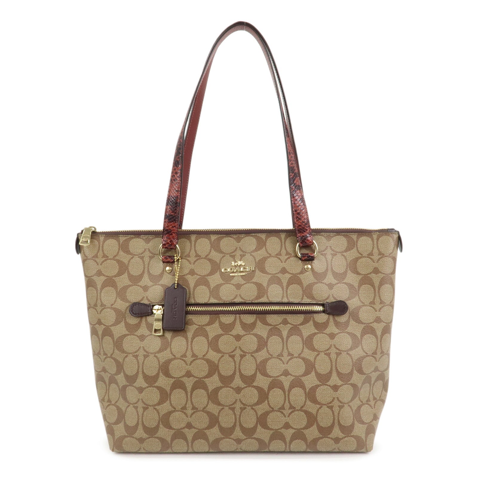 COACH Signature PVC Embossed Leather Tote Bag Shoulder Bag Brown