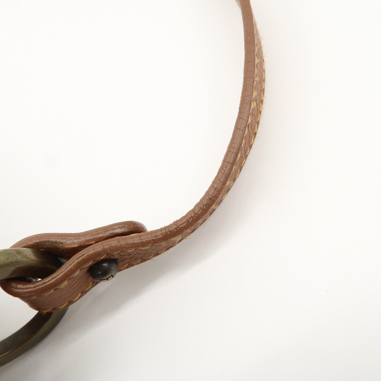 FENDI Denim Leather Shoulder Bag Hand Bag Indigo Brown 8BR445 Used