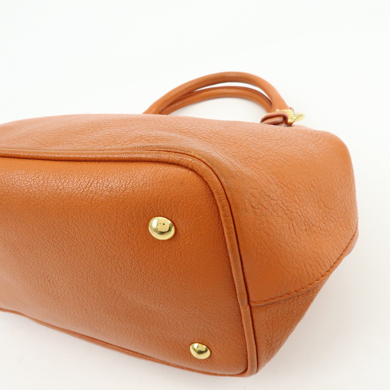 MIU MIU Madras Leather 2Way Shoulder Bag Hand Bag Orange RN0886