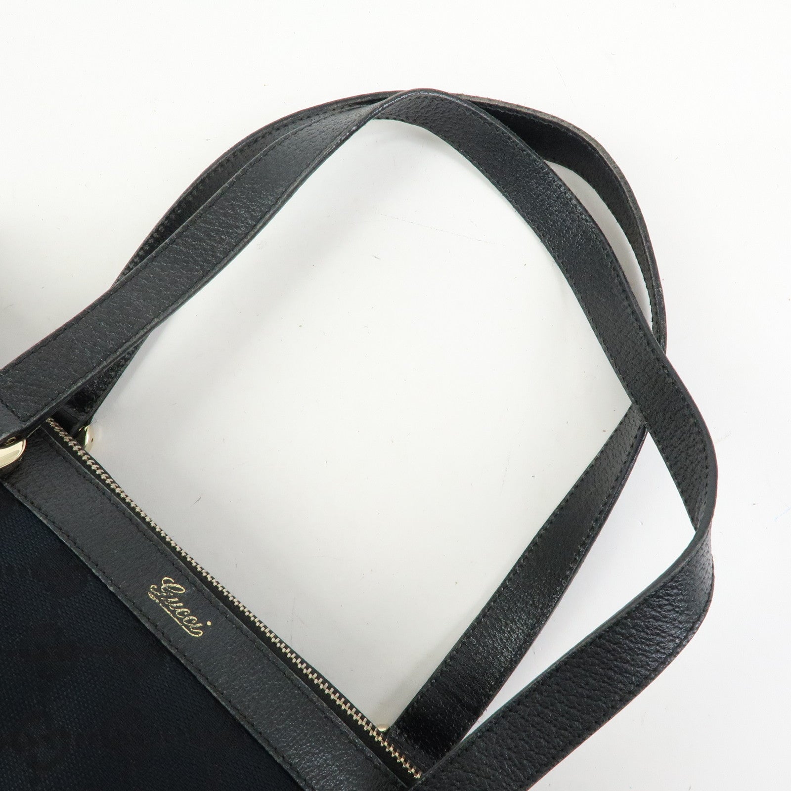 GUCCI Abbey GG Canvas Leather Tote Bag Shoulder Bag Black 141470