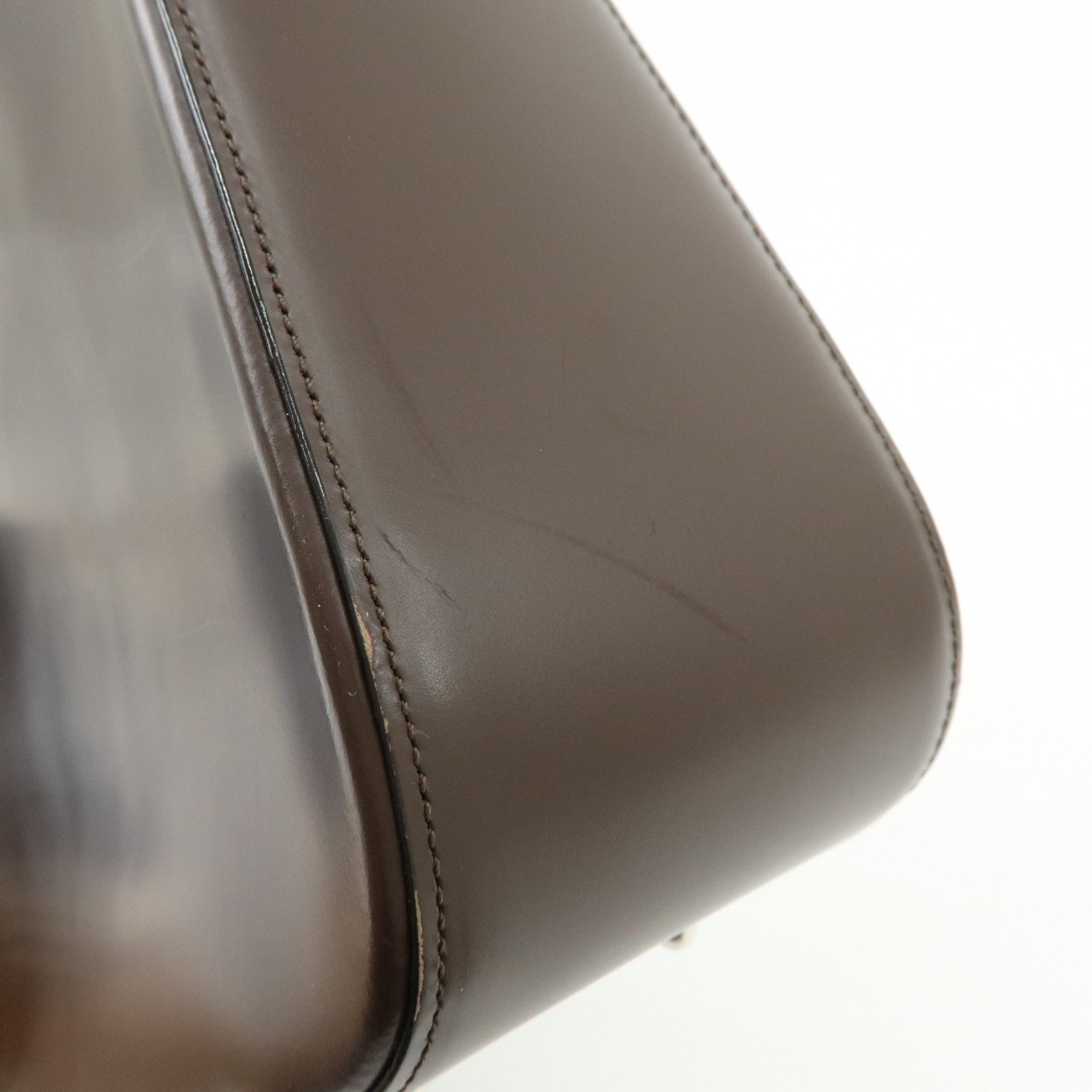 BURBERRY Nova Plaid Leather Hand Bag Tote Bag Brown