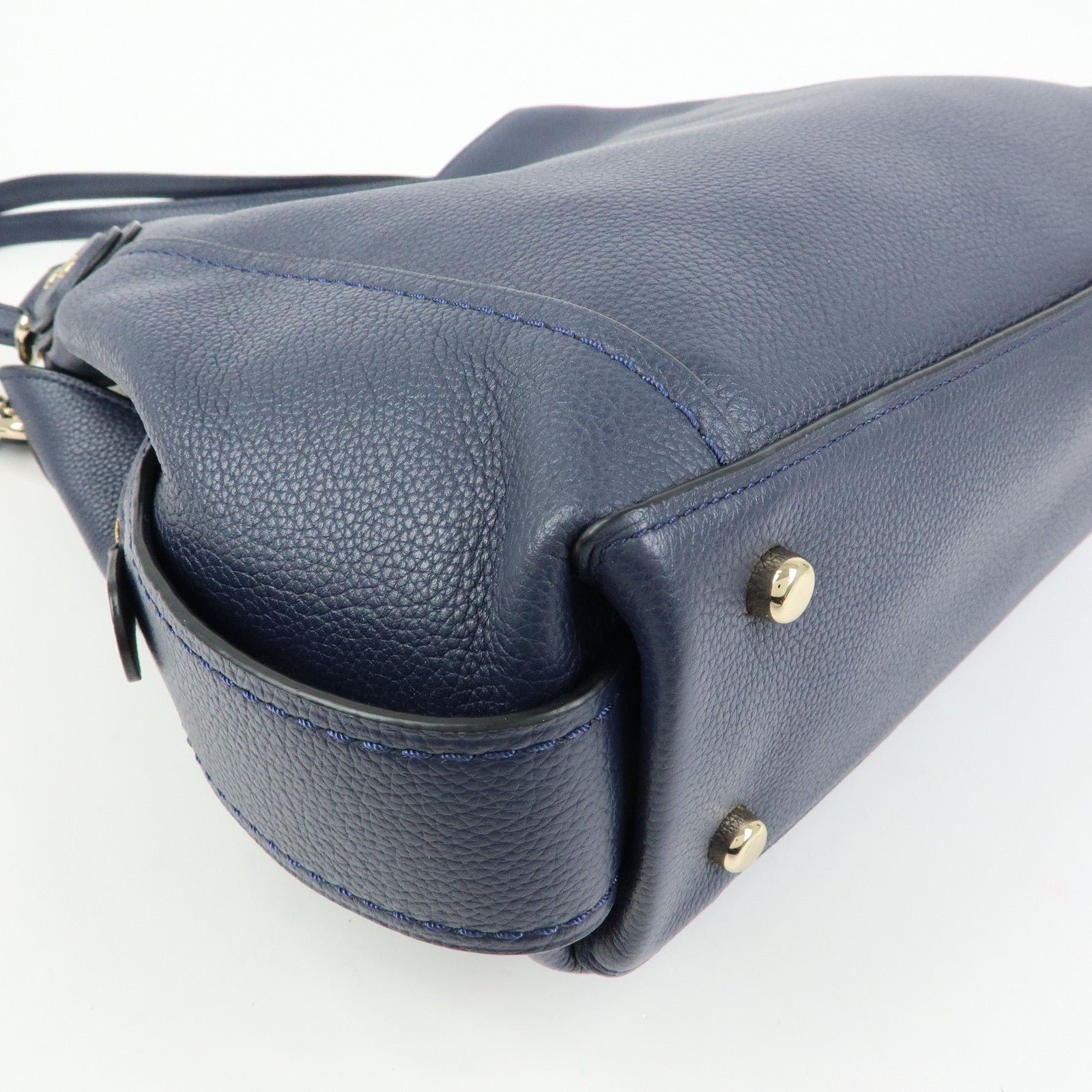 COACH Edie Leather Tote Bag Shoulder Bag Hand Bag Navy