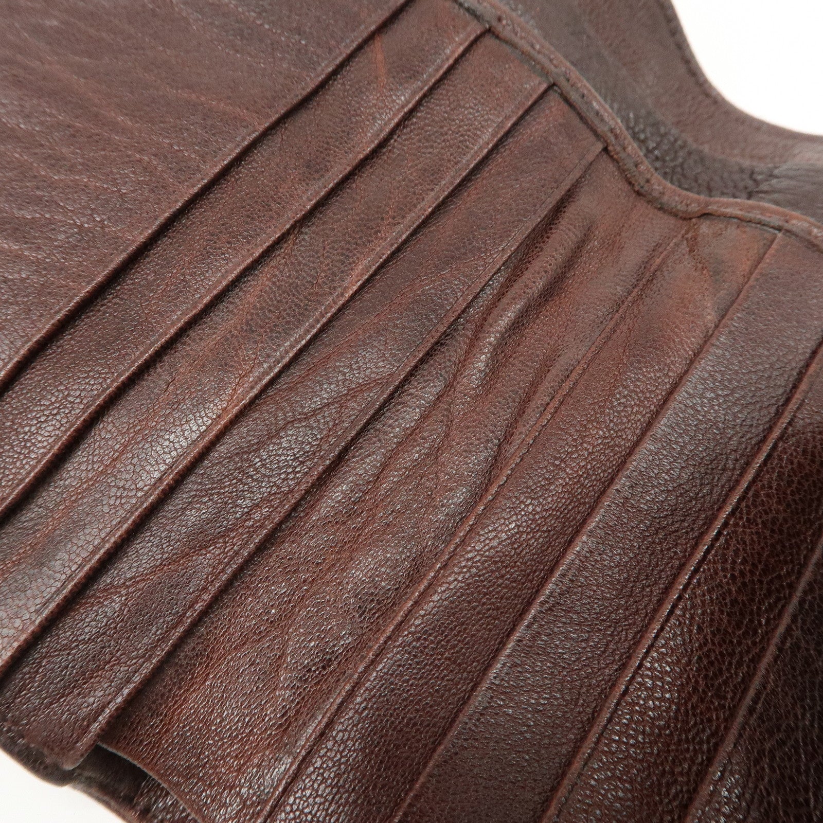 FENDI Zucca Leather Canvas W Hook Bi-fold Wallet  Dark Brown 8M0160 Used