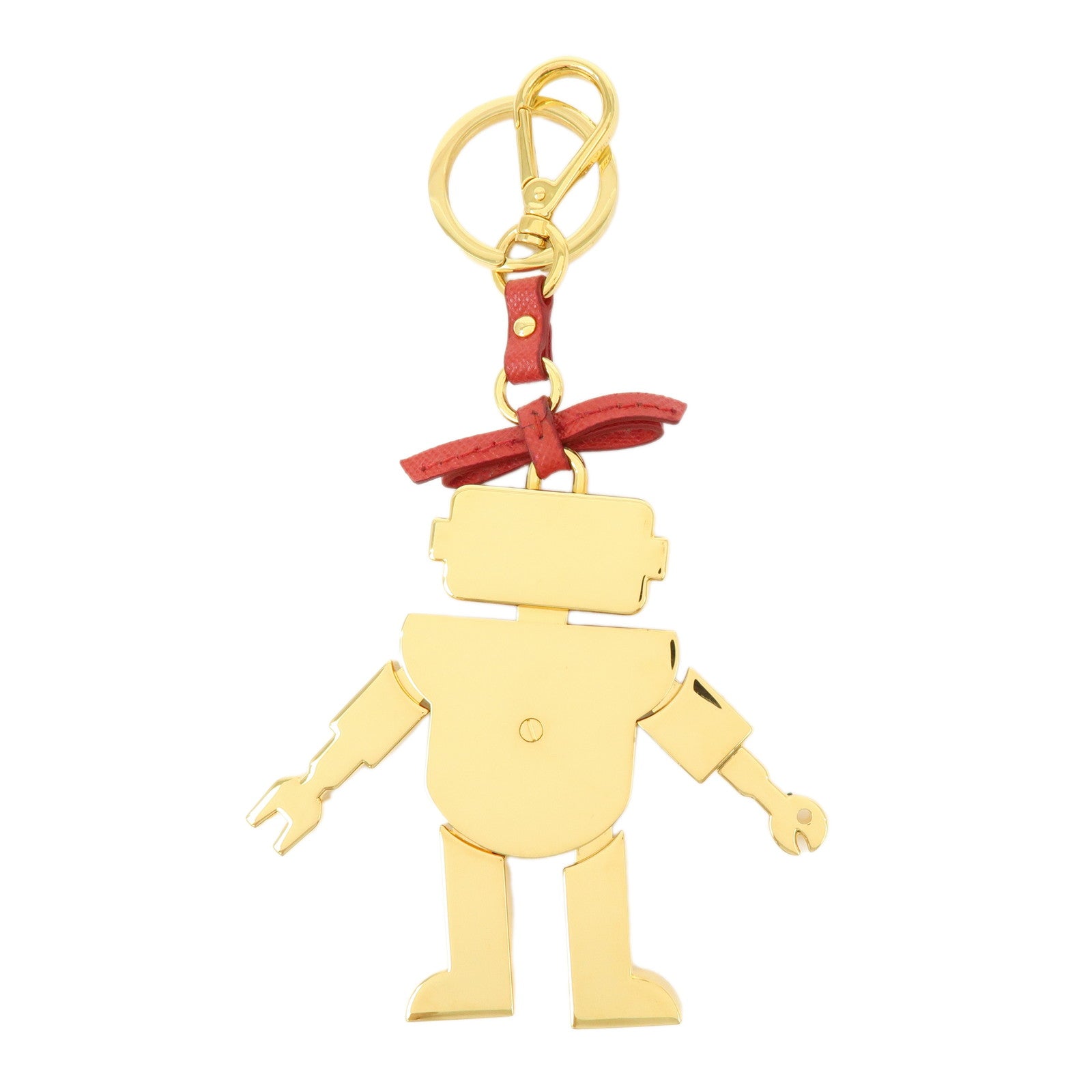 PRADA Saffiano Leather Metal Bag Key Charm  Robot White Red 1TL136