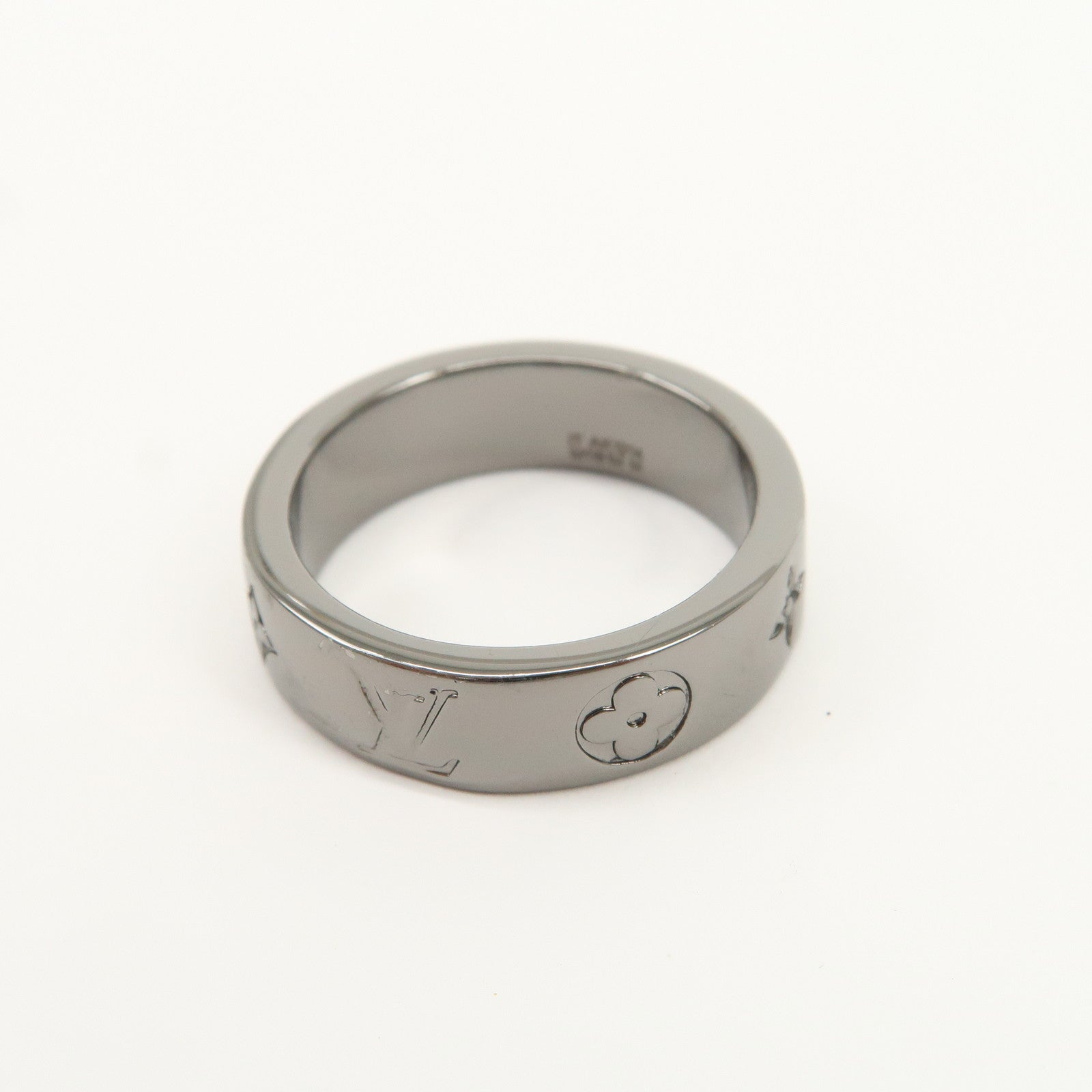 Louis Vuitton Monogram Mosaic Thin Ring Metal M Black Silver M1181