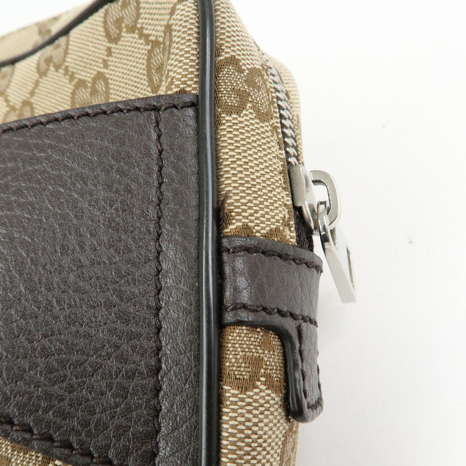 GUCCI GG Canvas Leather Waist Pouch Body Bag Crossbody Bag 449174