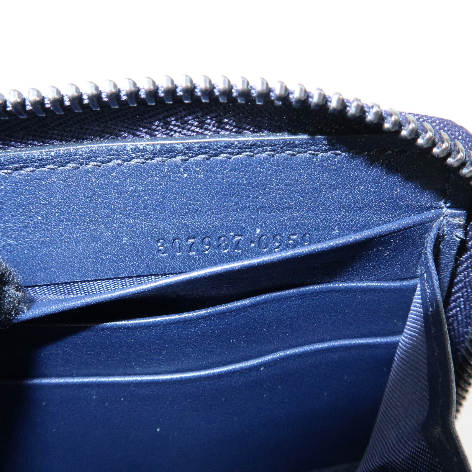 GUCCI Microguccissima Leather Round Zippy Long Wallet Navy 307987