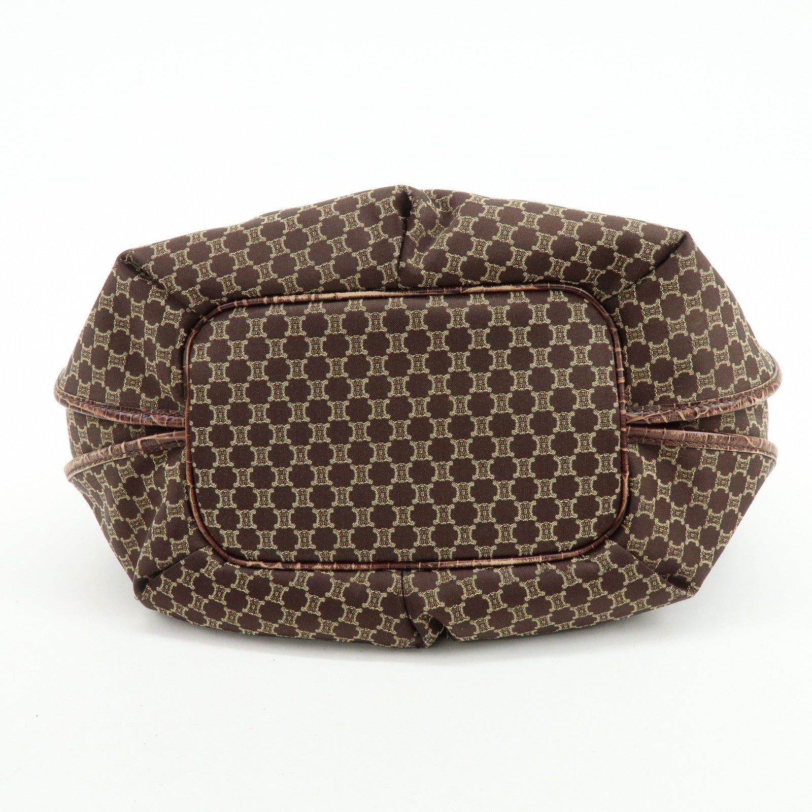 CELINE Macadam Bittersweet Canvas Leather Shoulder Bag Brown