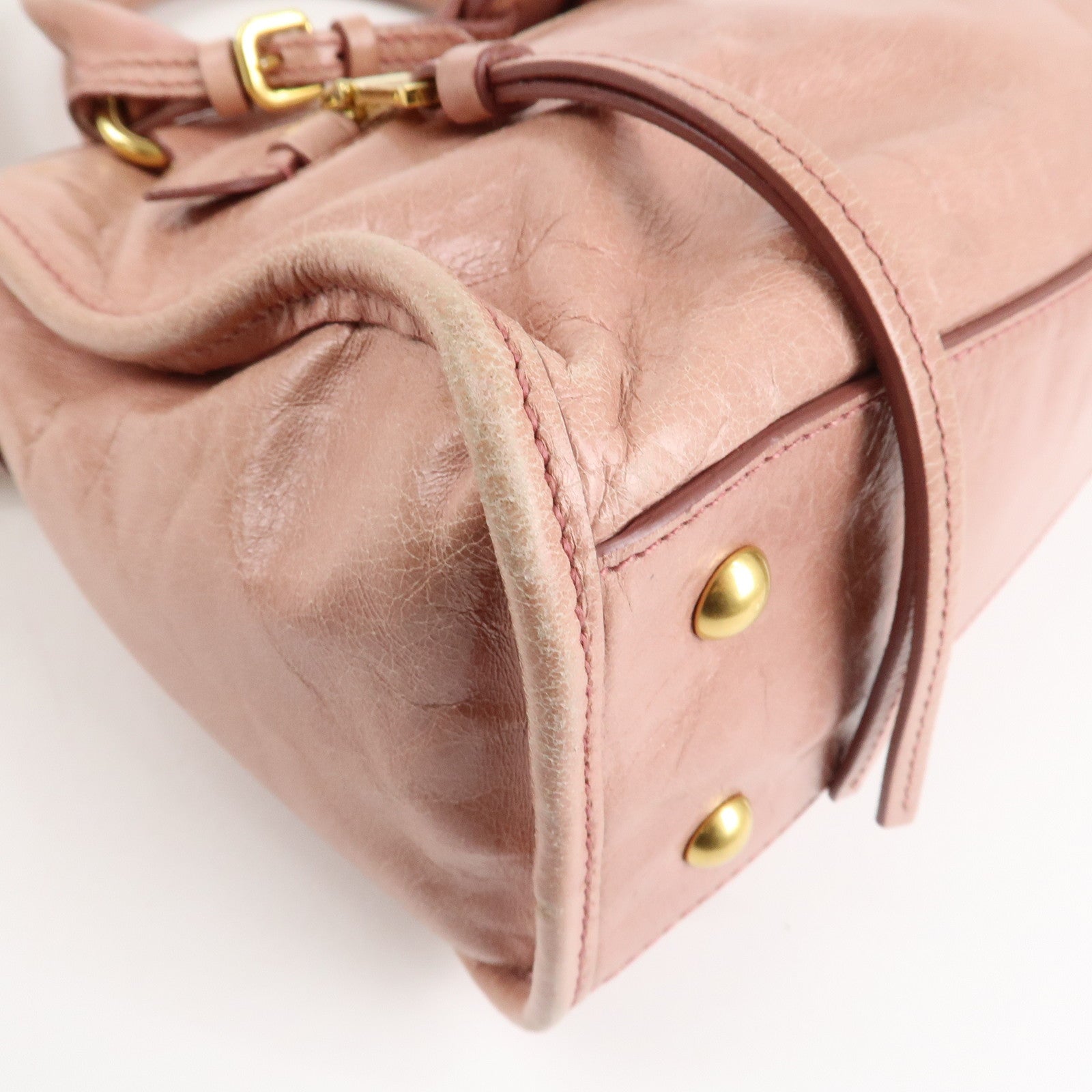 MIU MIU Leather 2Way Bag Shoulder Bag Hand Bag Pink Used