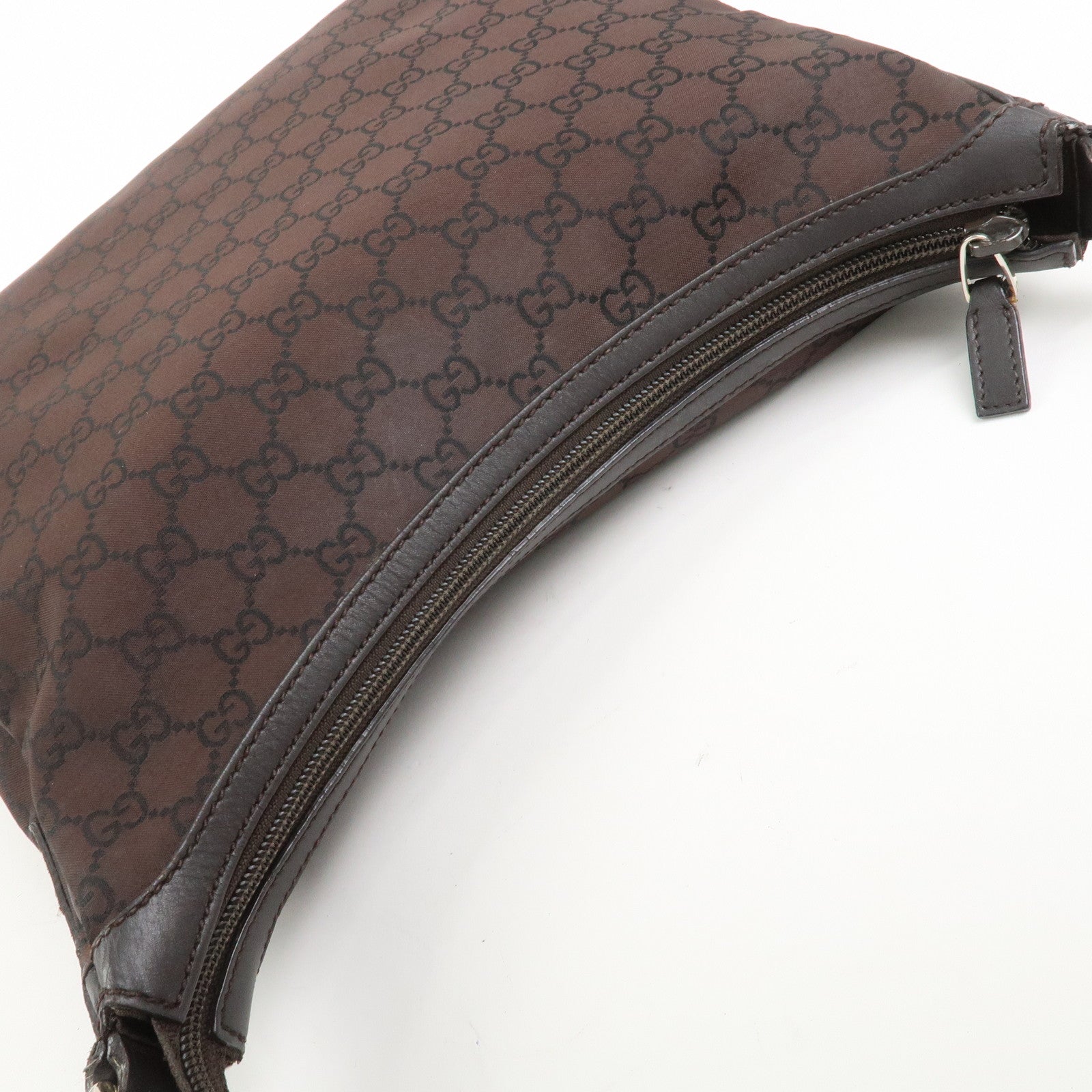GUCCI GG Monogram Nylon Shoulder Bag Hand Bag Brown 264219