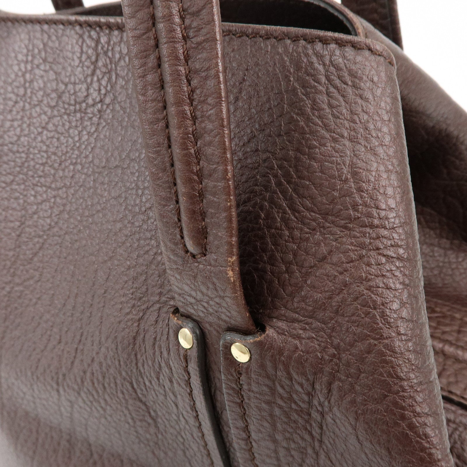 CELINE Triomphe Leather Tote Bag Hand Bag Shoulder Bag Brown