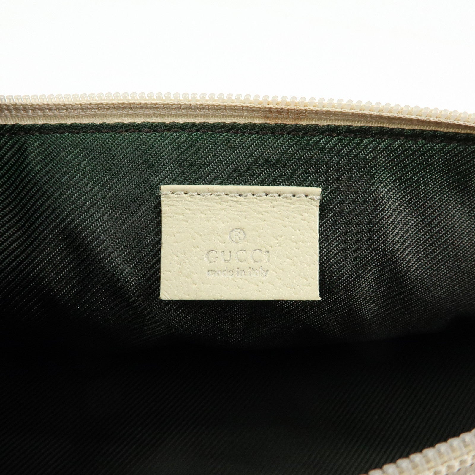 GUCCI Boat Bag GG Canvas Leather Hand Bag Pouch Brown Ivory 07198