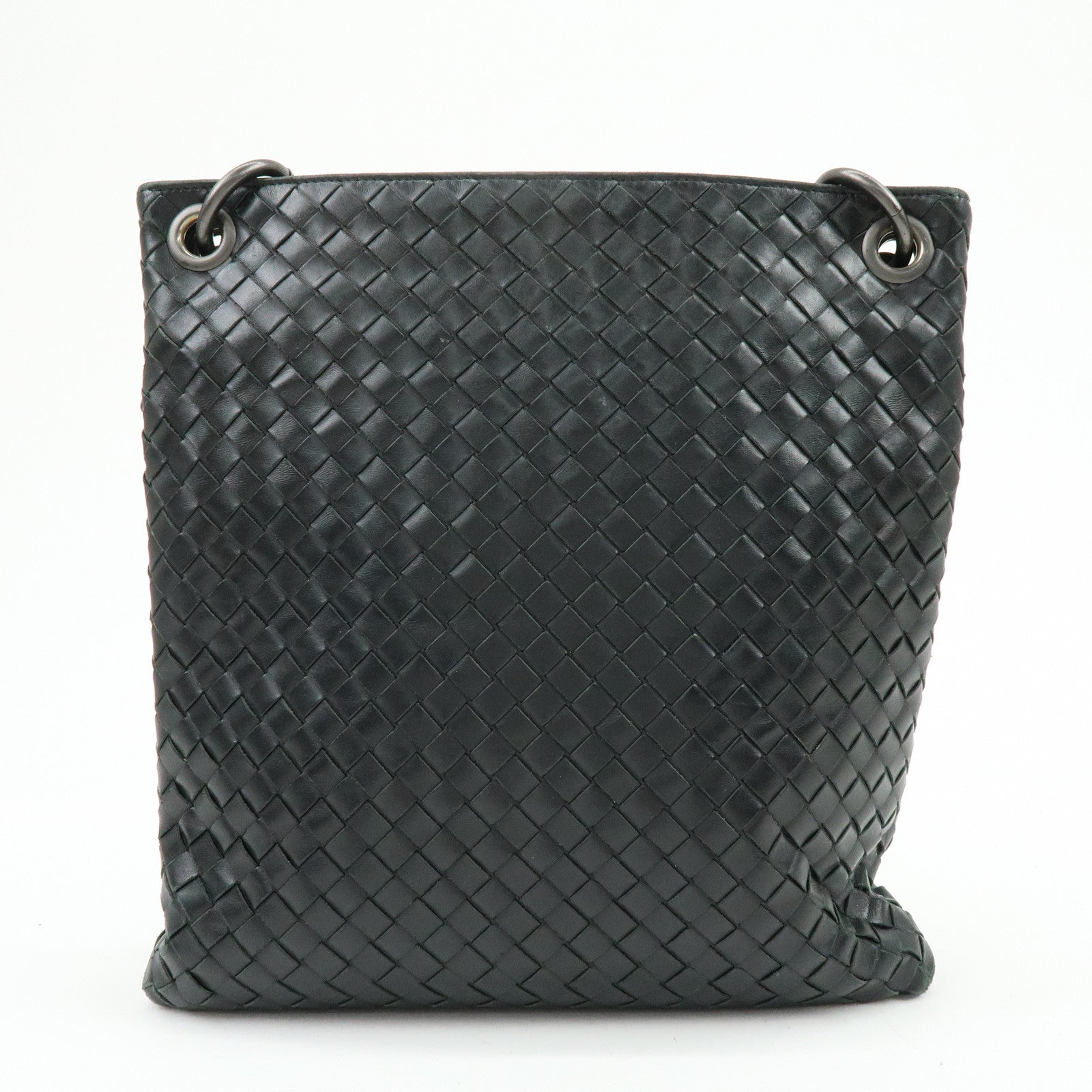 BOTTEGA VENETA Intrecciato Leather Shoulder Bag Black 172736