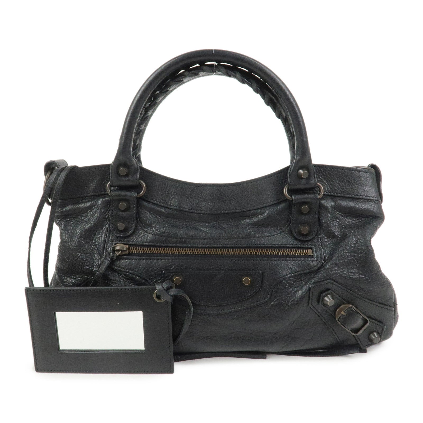 BALENCIAGA The First Leather 2Way Bag Shoulder Bag Black 103208