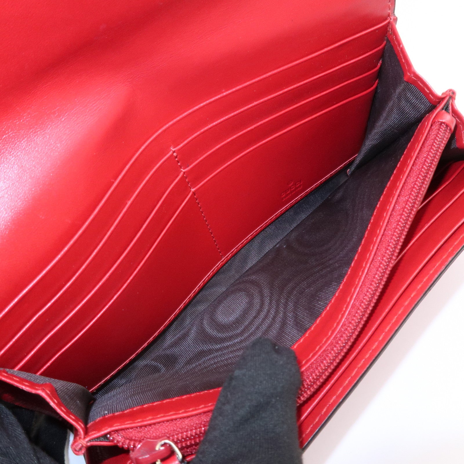 GUCCI Guccissima Interlocking G Flap Long Wallet Red 388679