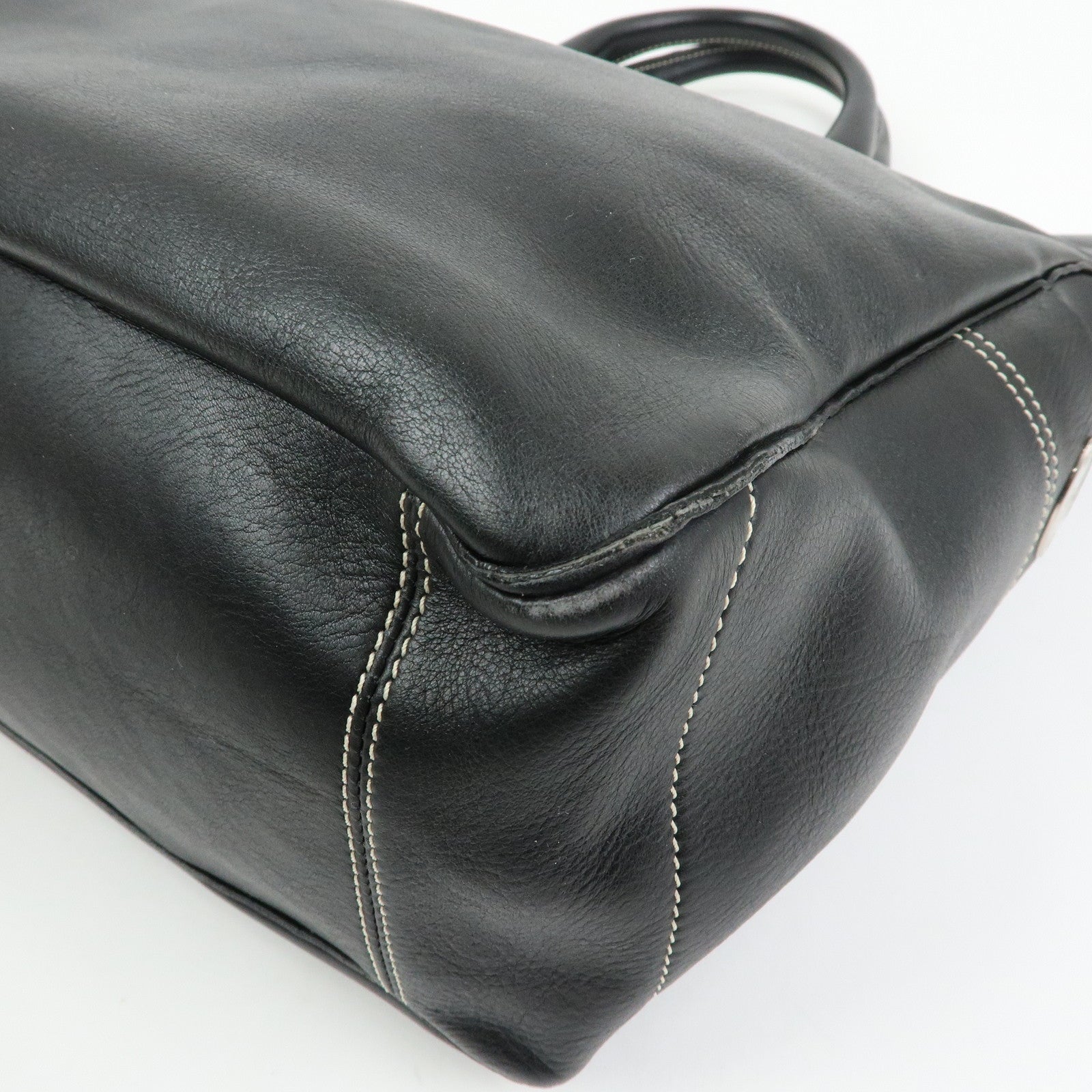 CELINE Boogie Bag Leather Hand Bag Tote Bag Black Silver