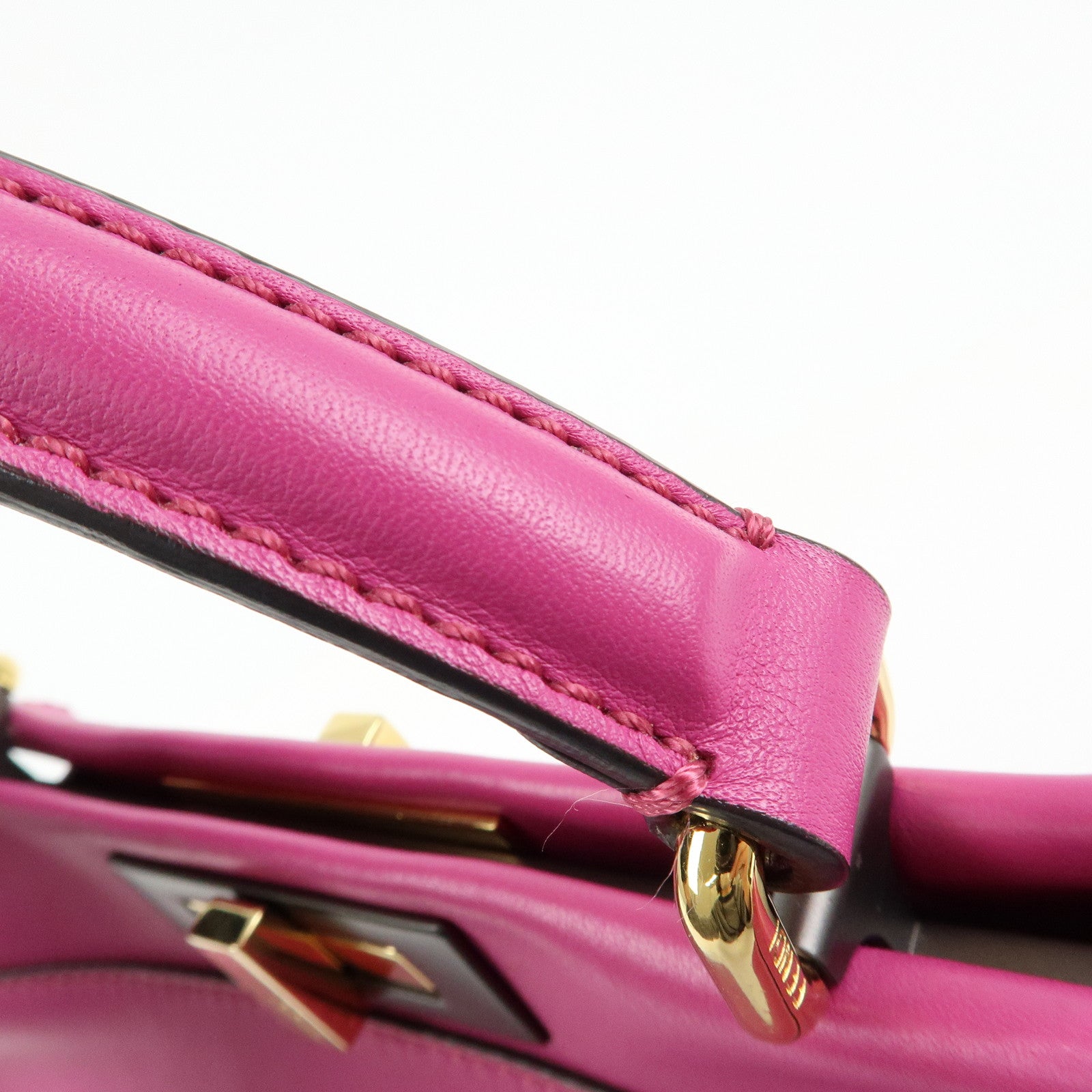 FENDI Peekaboo Leather 2Way Bag Hand Bag Shoulder Bag Pink 8BN290