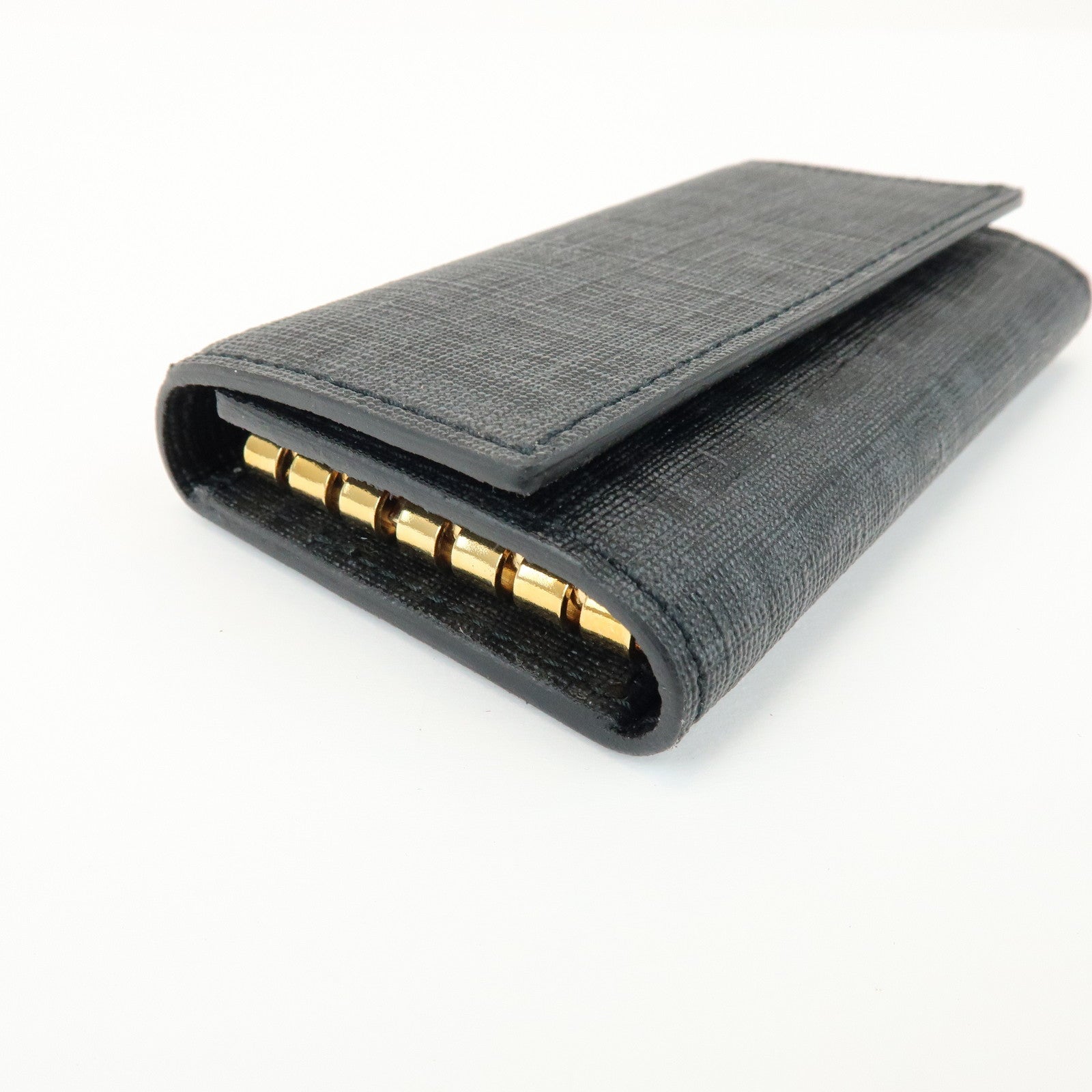 FENDI Zucca PVC Canvas 6 Rings Key Case Key Holder Black 8AP079