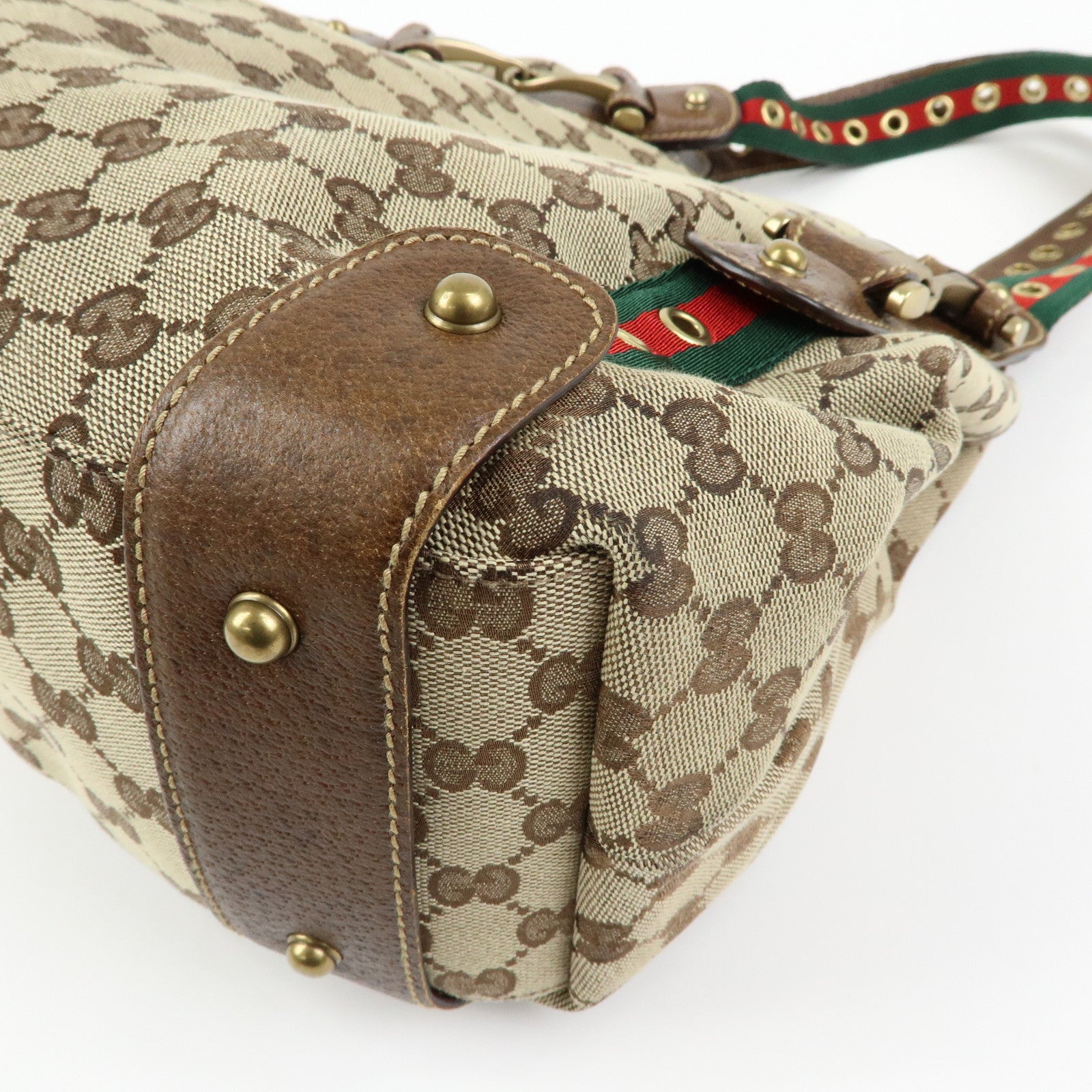 GUCCI Sherry GG Canvas Tote Bag Hand Bag Beige Brown 144186