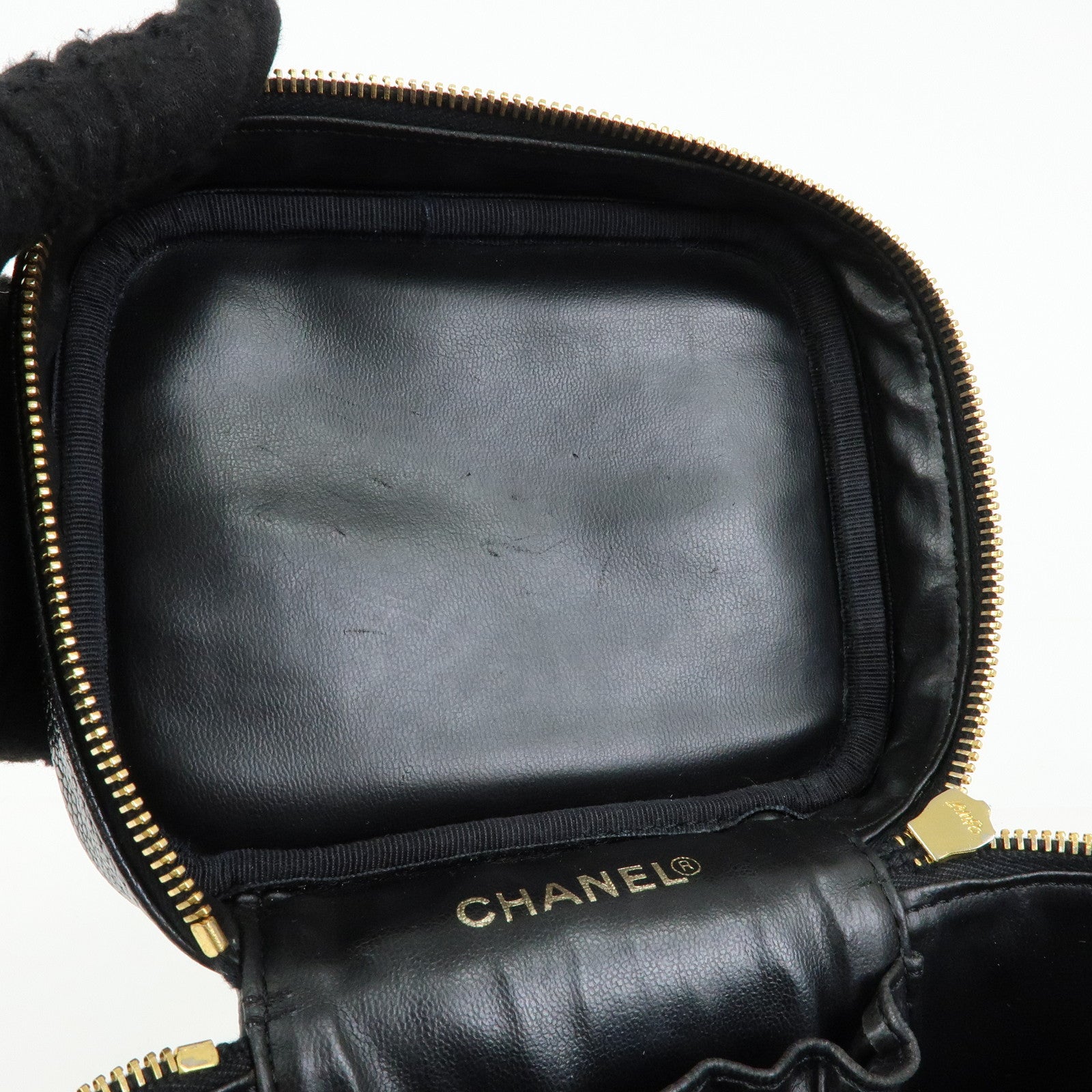 CHANEL COCO Mark Caviarskin Vanity Bag Hand Bag Black A01998