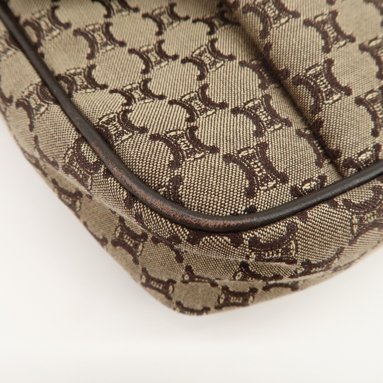 CELINE Macadam Canvas Leather Shoulder Bag Crossbody Bag Brown