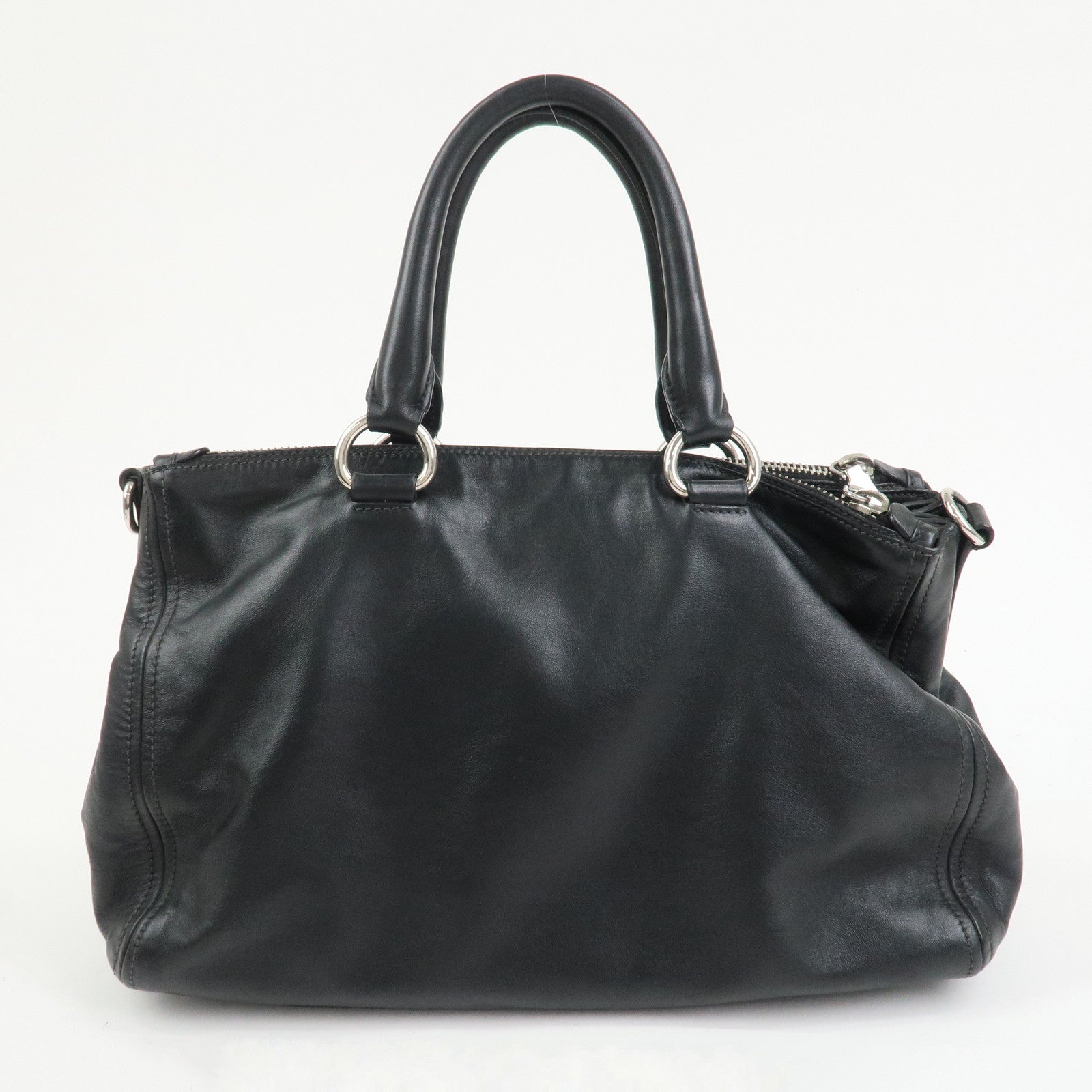 PRADA Logo Leather 2WAY Bag Hand Bag Shoulder Bag Black BN2866