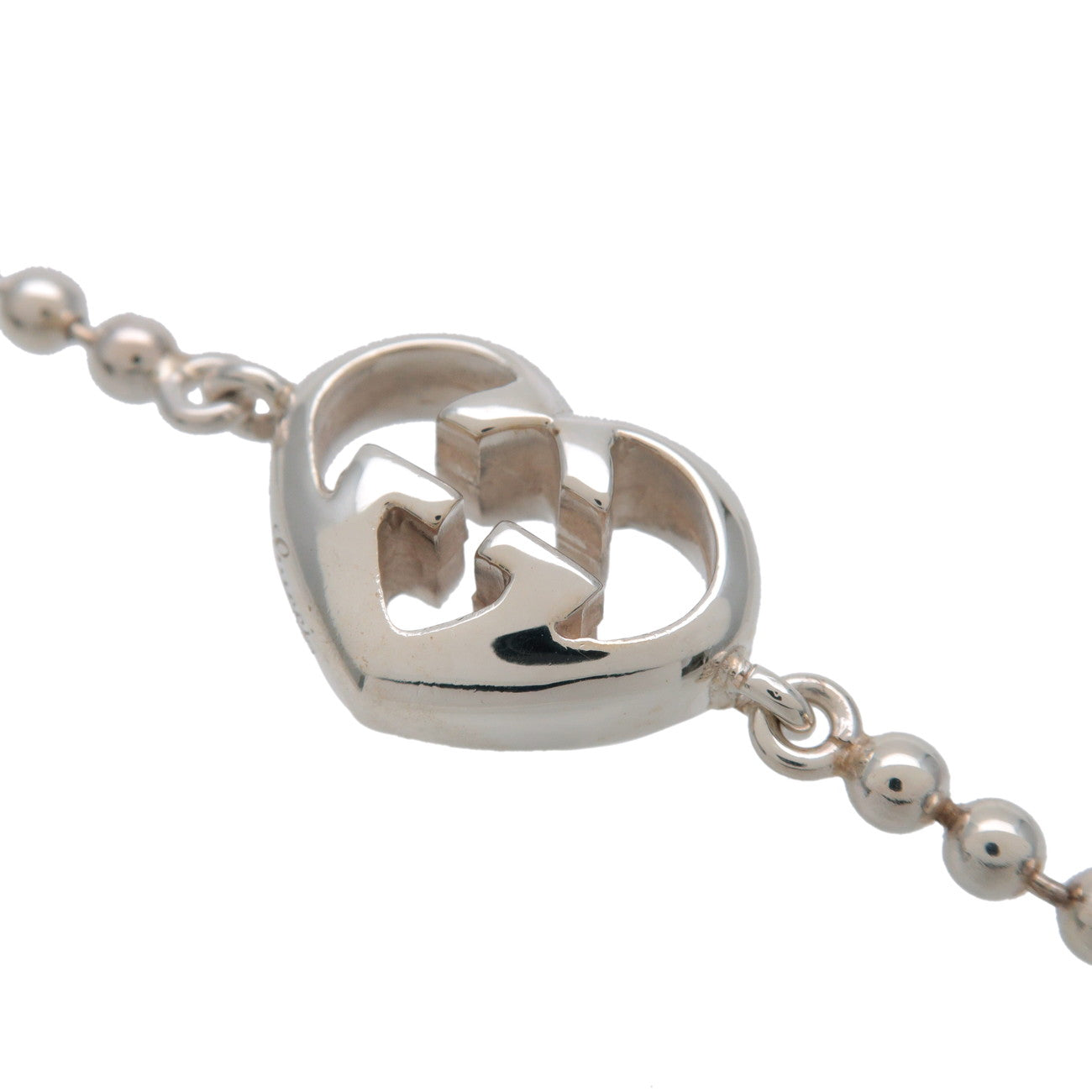 GUCCI Lovely Heart Love Britt Beads Bracelet SV925 Silver 246575