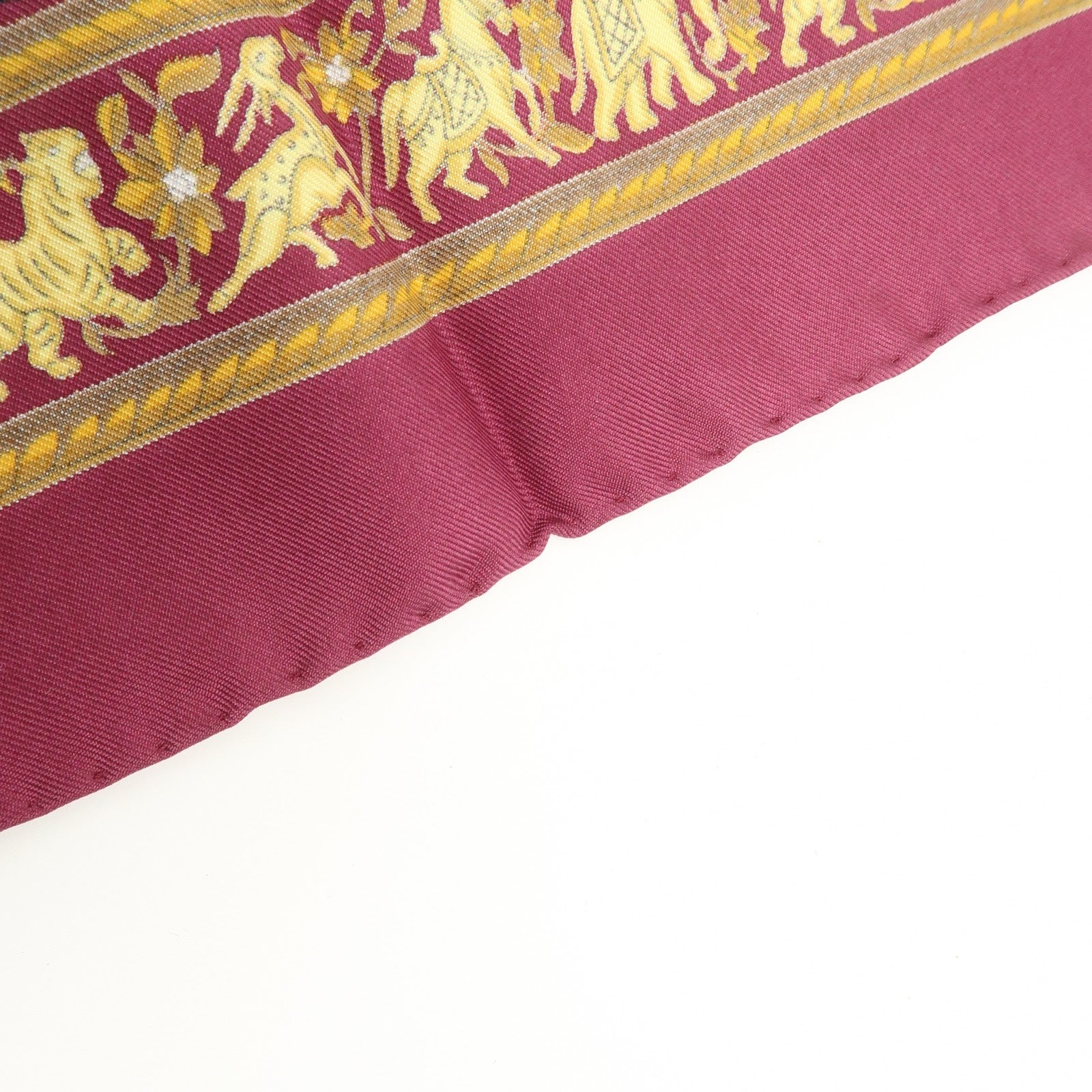 HERMES Carre 90 Silk 100% Scarf CHASSE EN INDE Bordeaux