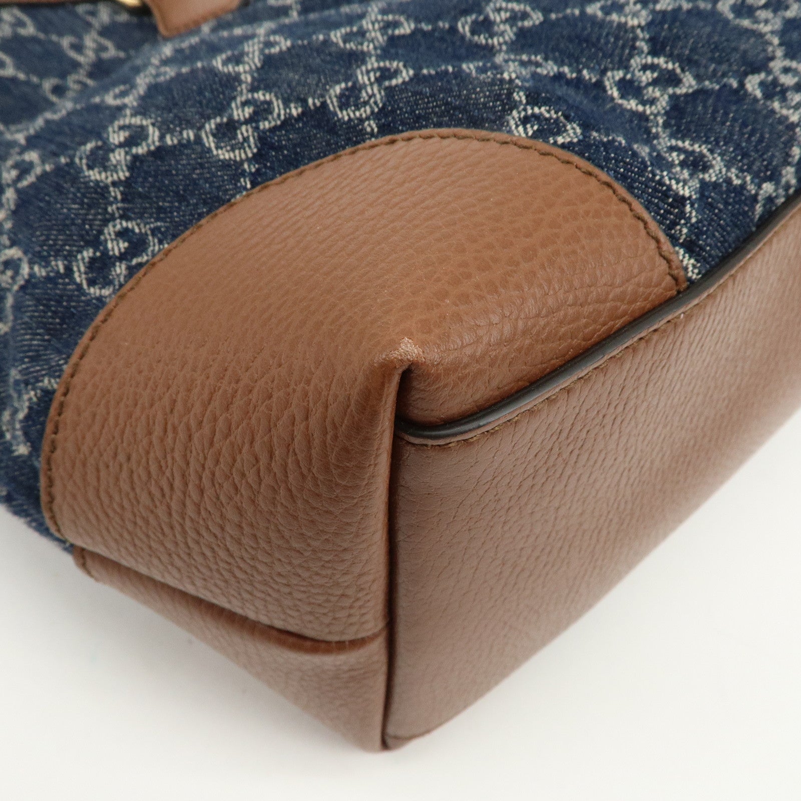 GUCCI Ophidia GG Monogram Denim Leather Medium Tote Bag Blue 631685