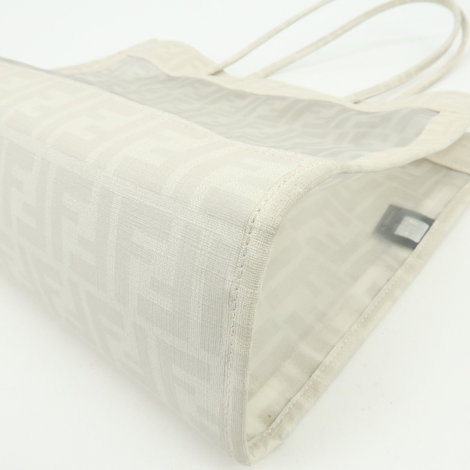 FENDI Zucca Mesh PVC Coated Tote Bag Shoulder Bag White 8BH183