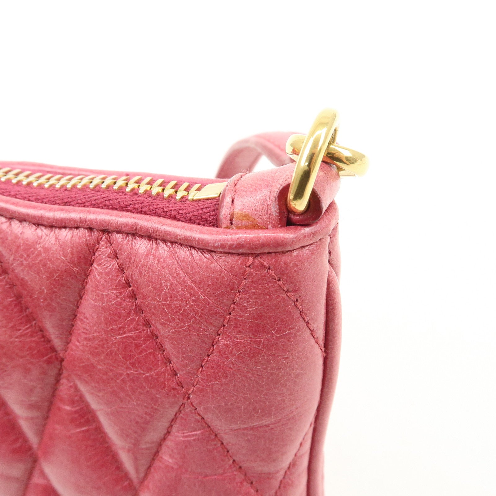 MIUMIU  Leather 2Way Shoulder Crossbody Bag Clutch Bag Pink Used