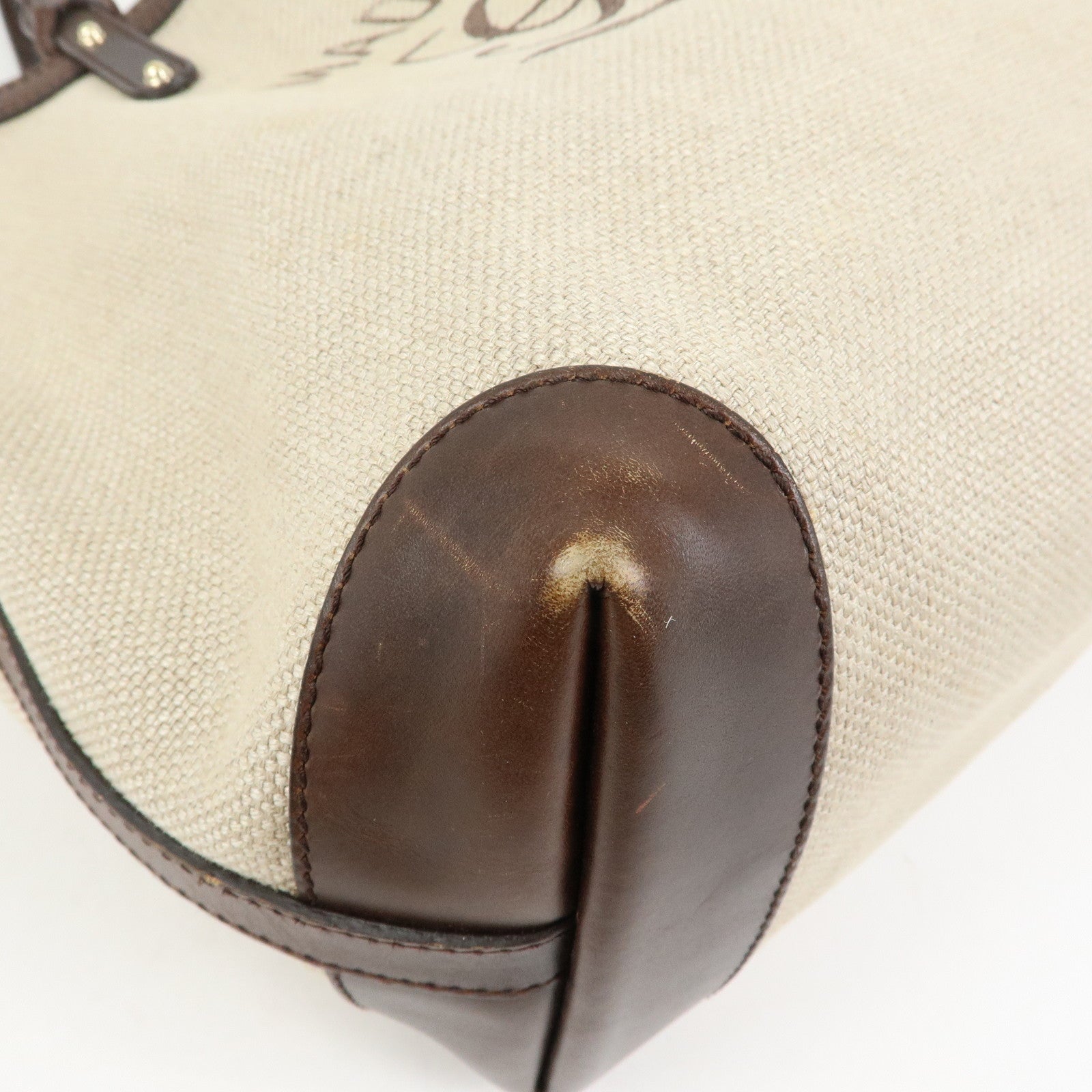 GUCCI Gucci Craft GG Canvas Leather Tote Bag Beige Brown 247209