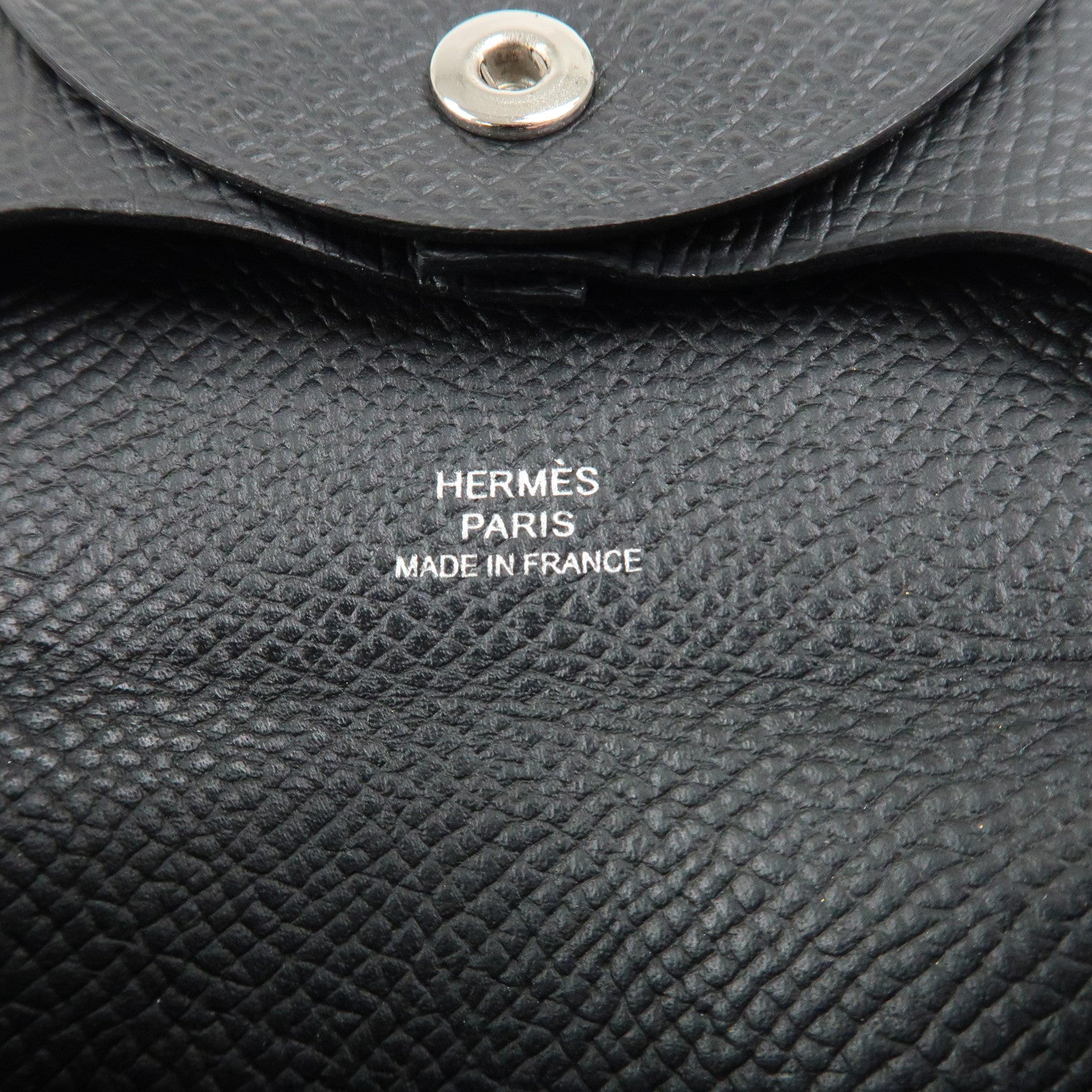 HERMES BASTIA Leather Coin Case Coin Purse Black
