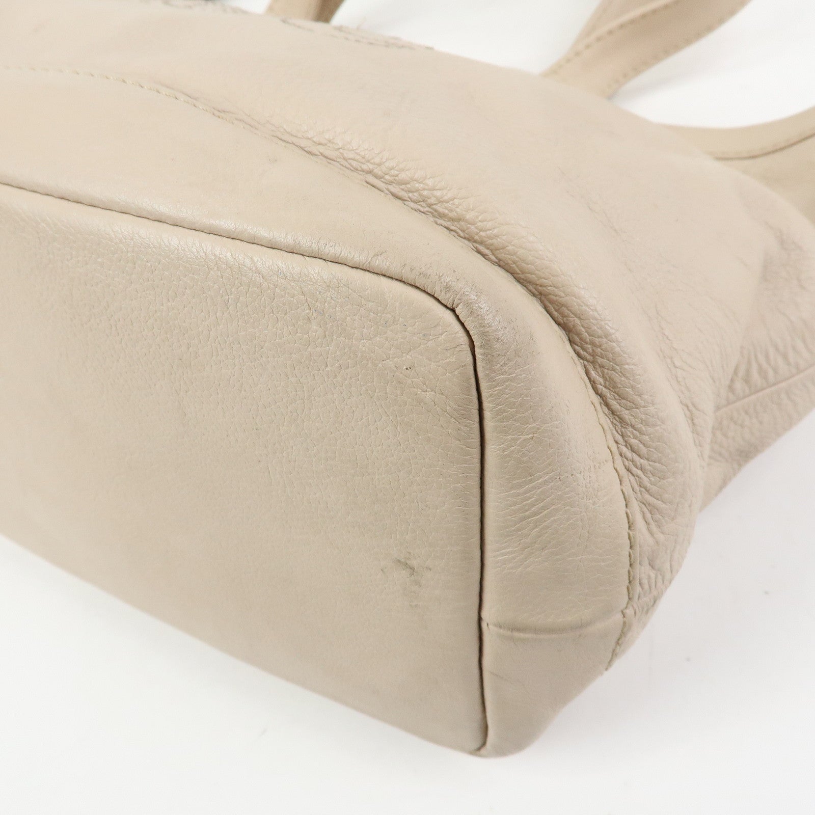 Chloe See by Chole Leather Tote Bag Hand Bag Pouch Beige