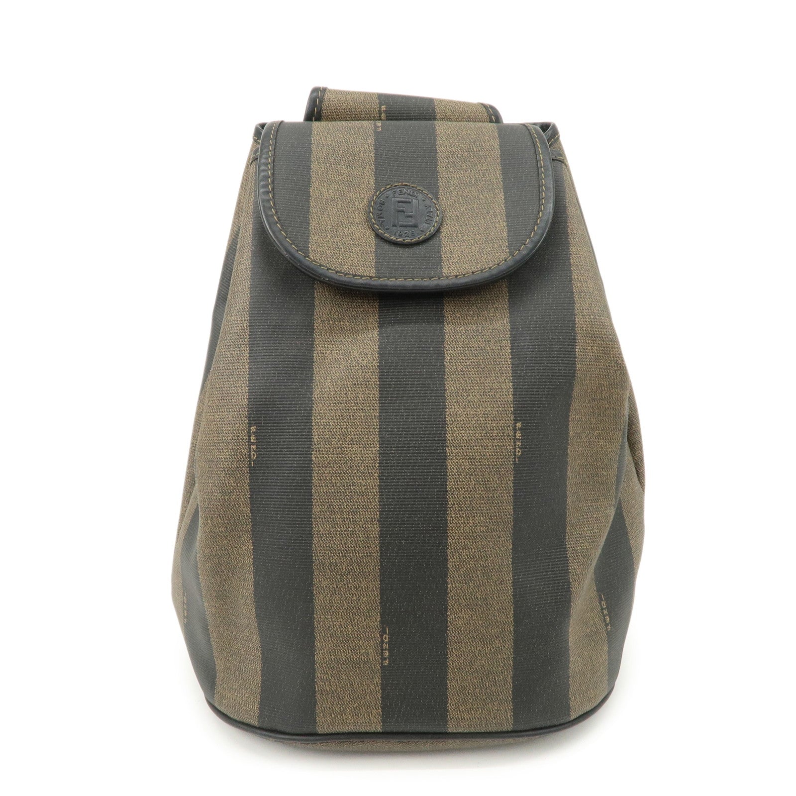 FENDI PVC Canvas Leather Back Pack Body Bag Black Brown 14559
