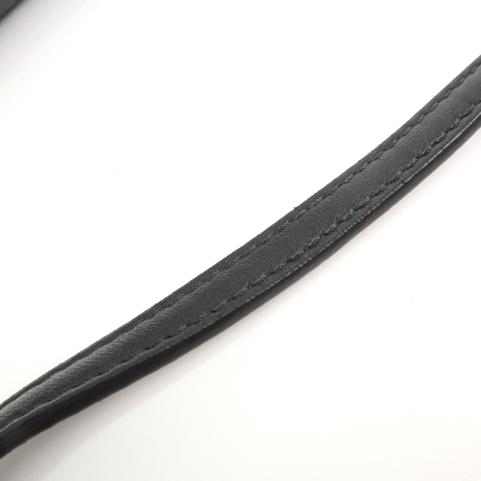 FENDI Leather Micro Baguette Shoulder Crossbody Bag Black 8M0354