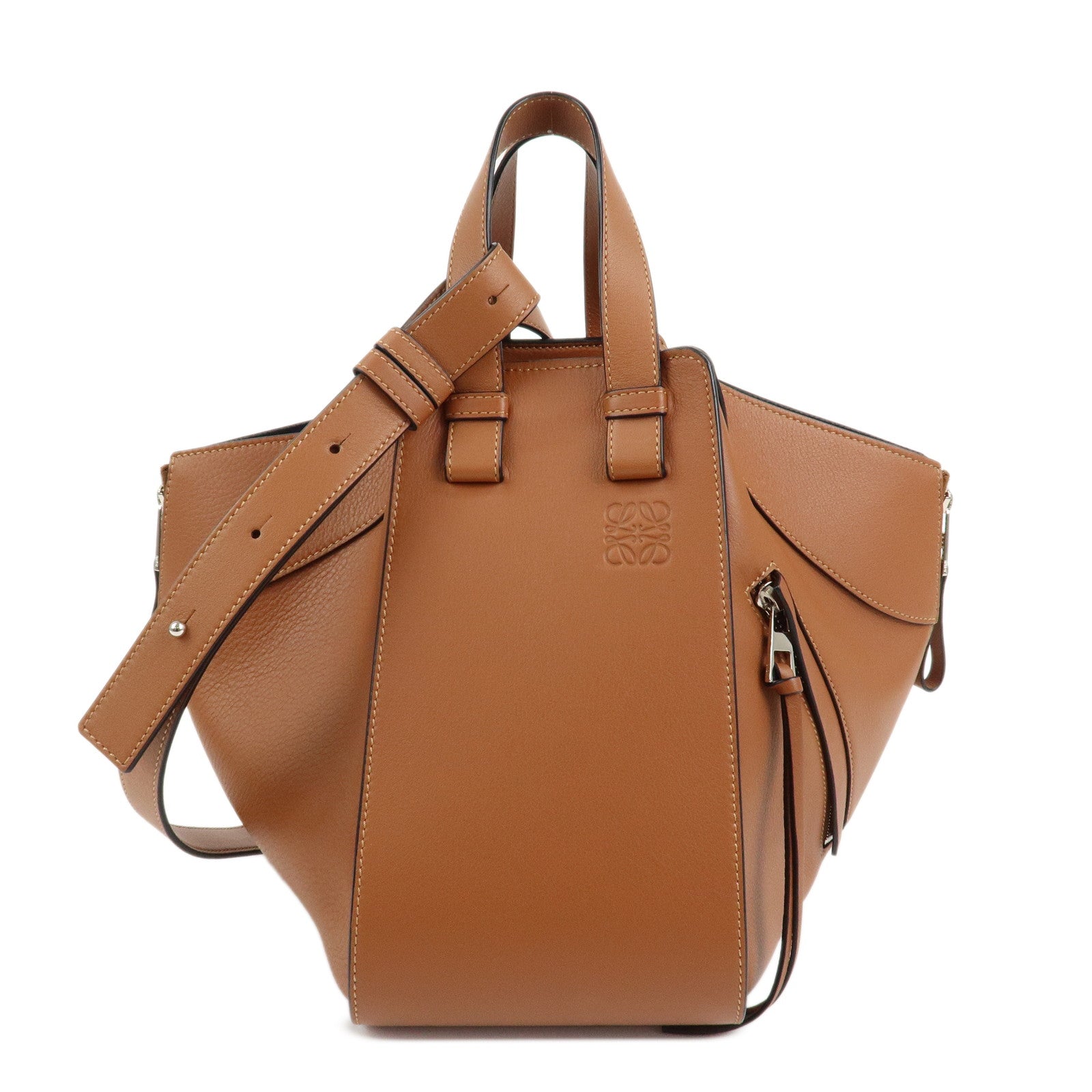 LOEWE Anagram Leather Hammock Small Shoulder Crossbody Bag Brown