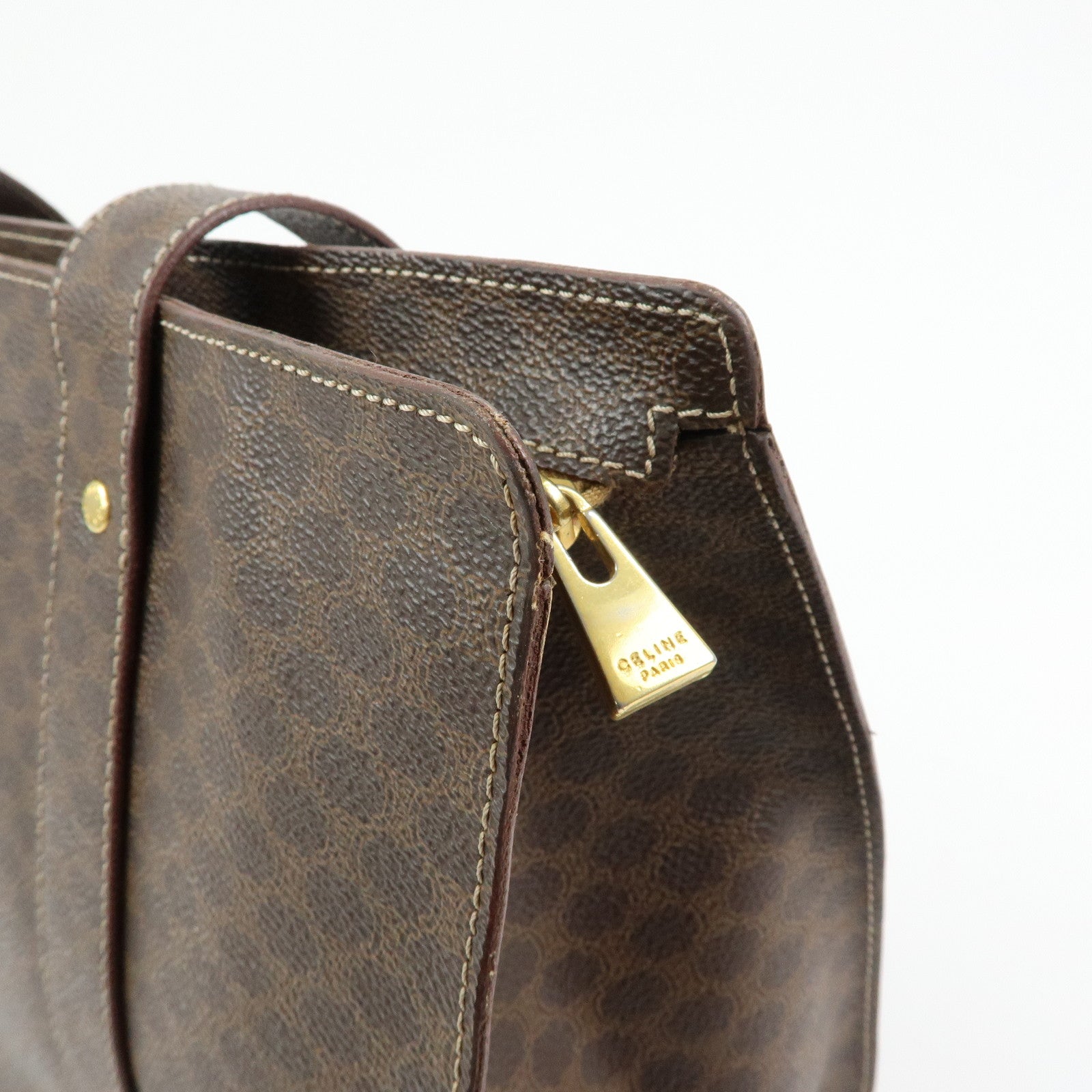 CELINE Macadam PVC Leather Tote Bag Shoulder Bag Brown