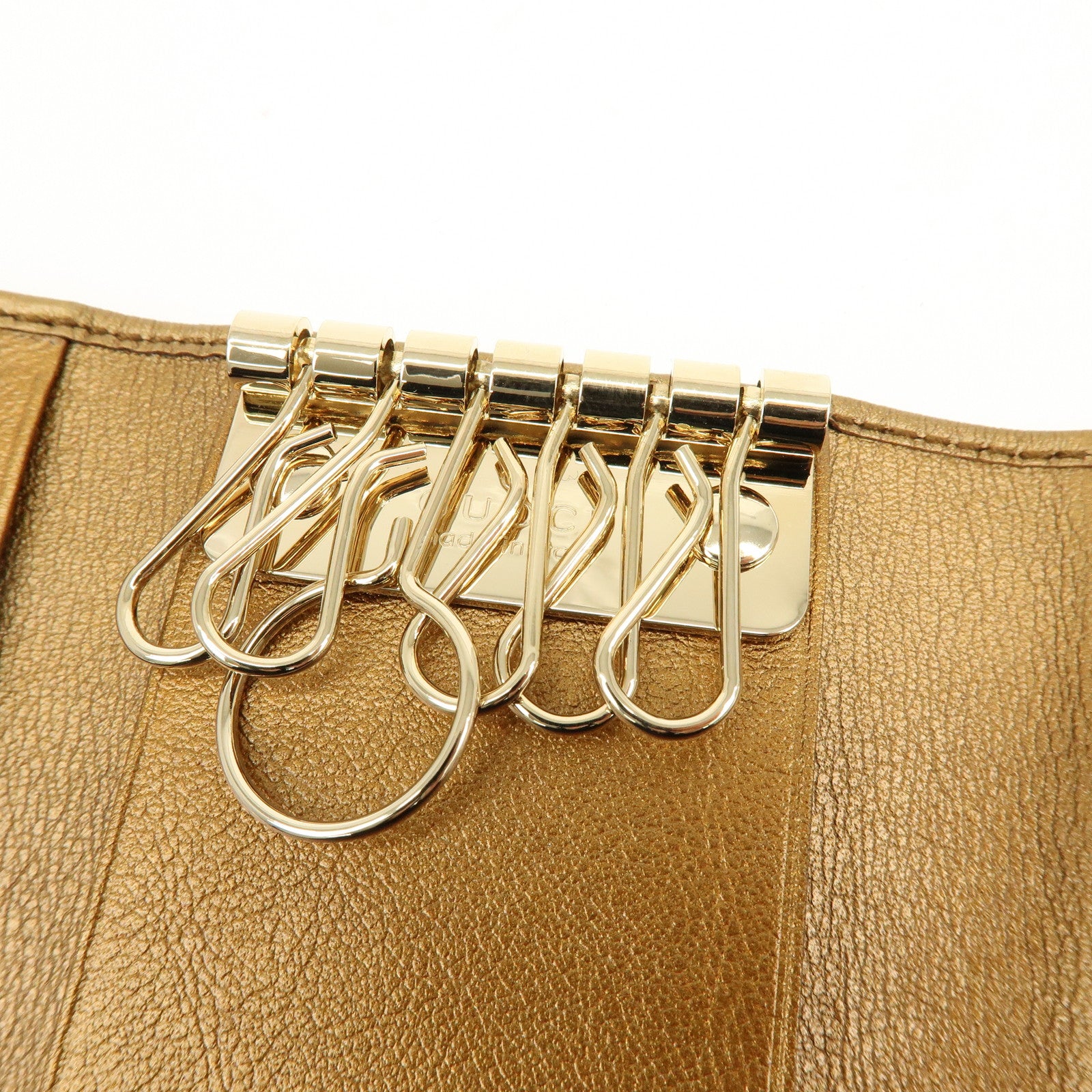 GUCCI GG Canvas Leather 6 Ring Key Case Beige Brown 127048