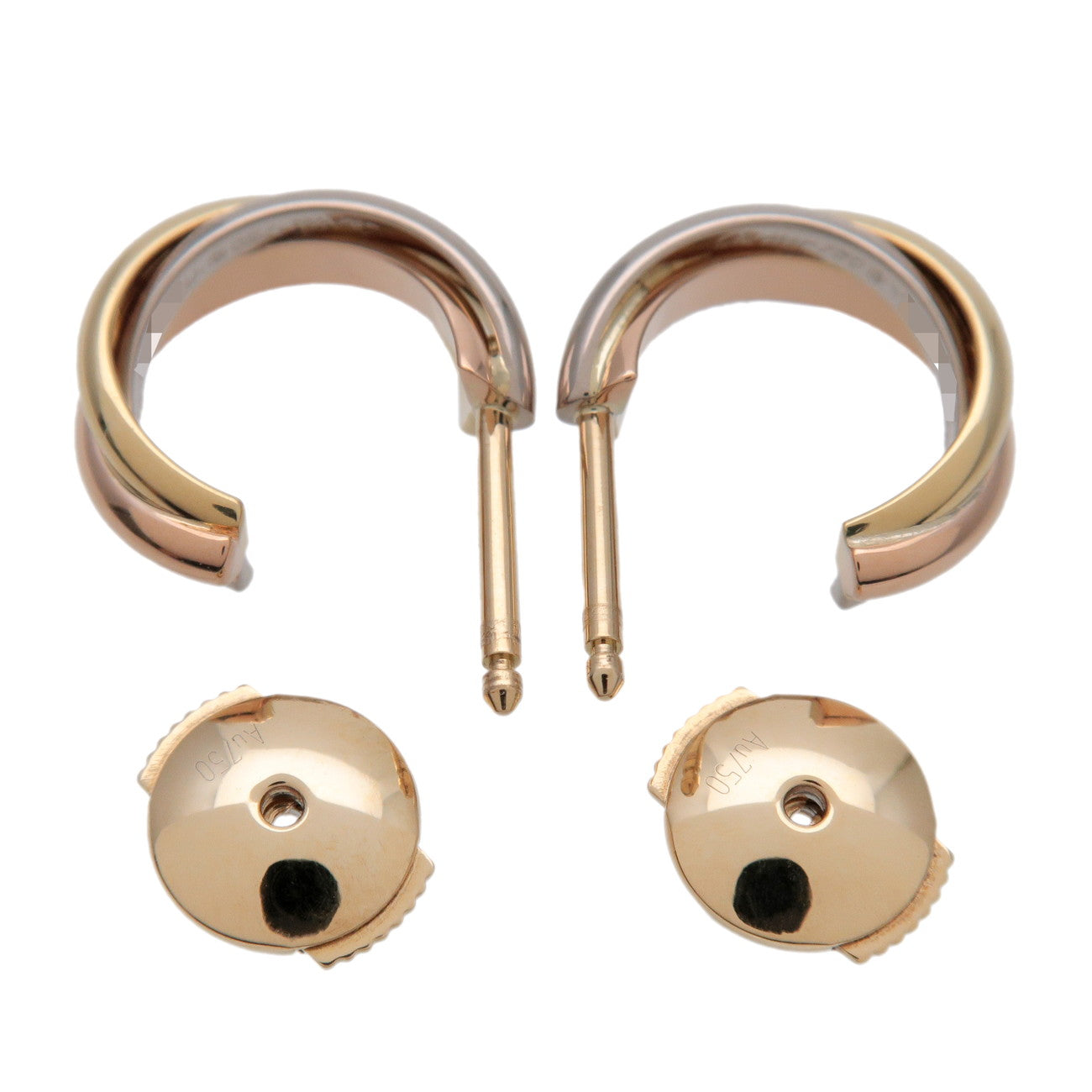 Cartier Trinity Earrings K18 750 White Gold Rose Gold Yellow Gold