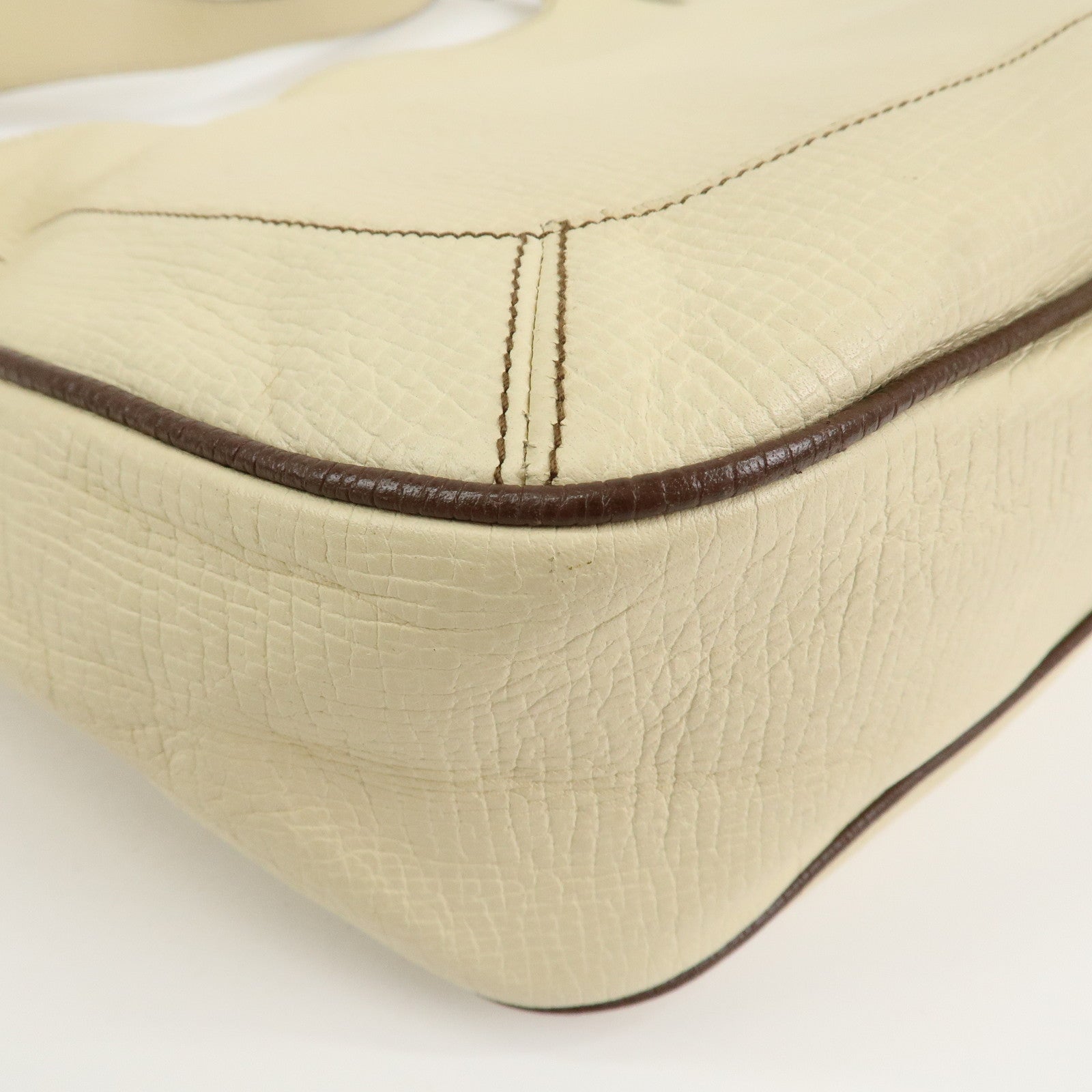 LOEWE Logo Leather Shoulder Bag Hand Bag Ivory